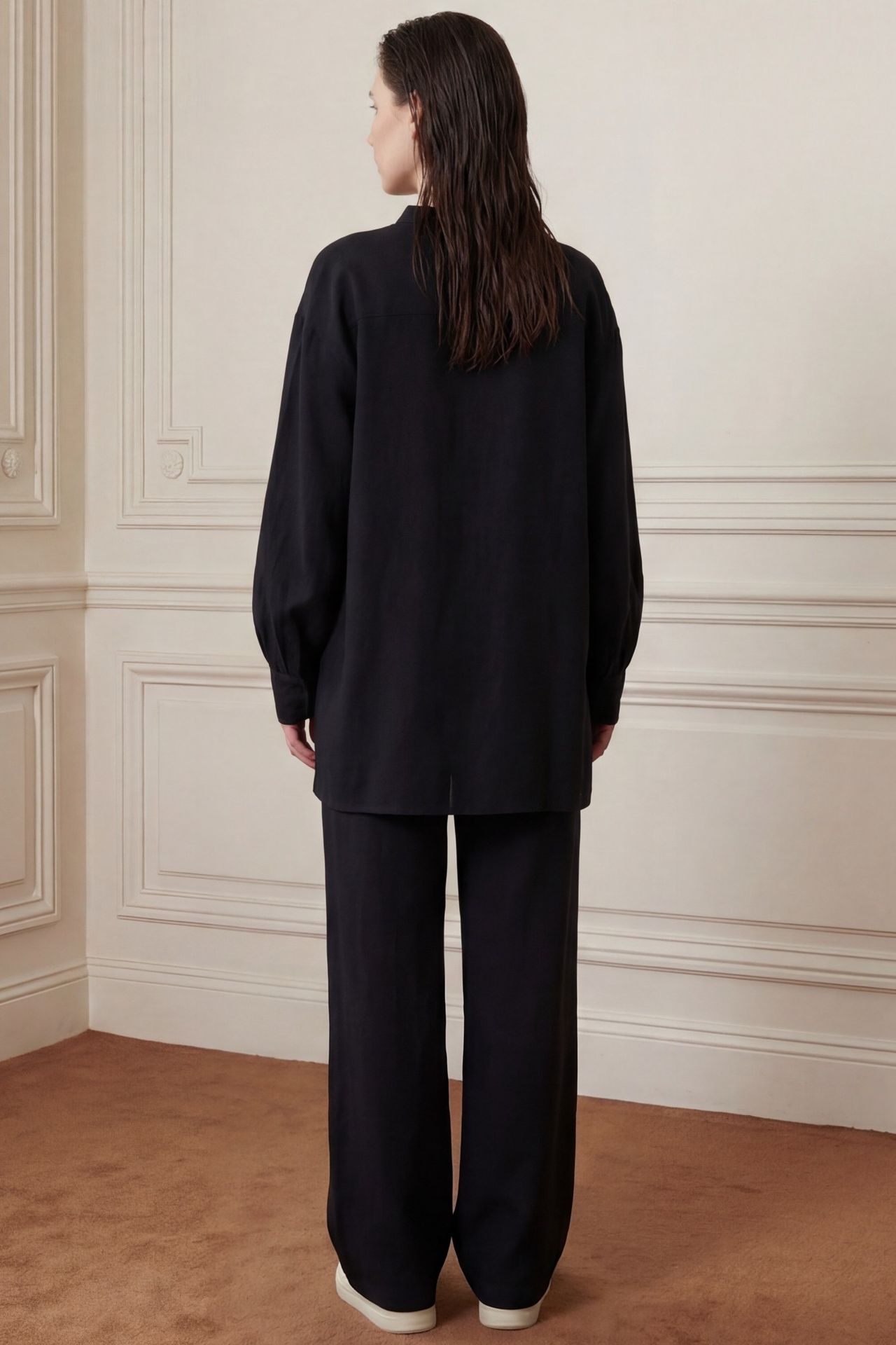 MY FASHION V-Neck Blouse & Wide Leg Pants Muslin Two-Piece Set 3