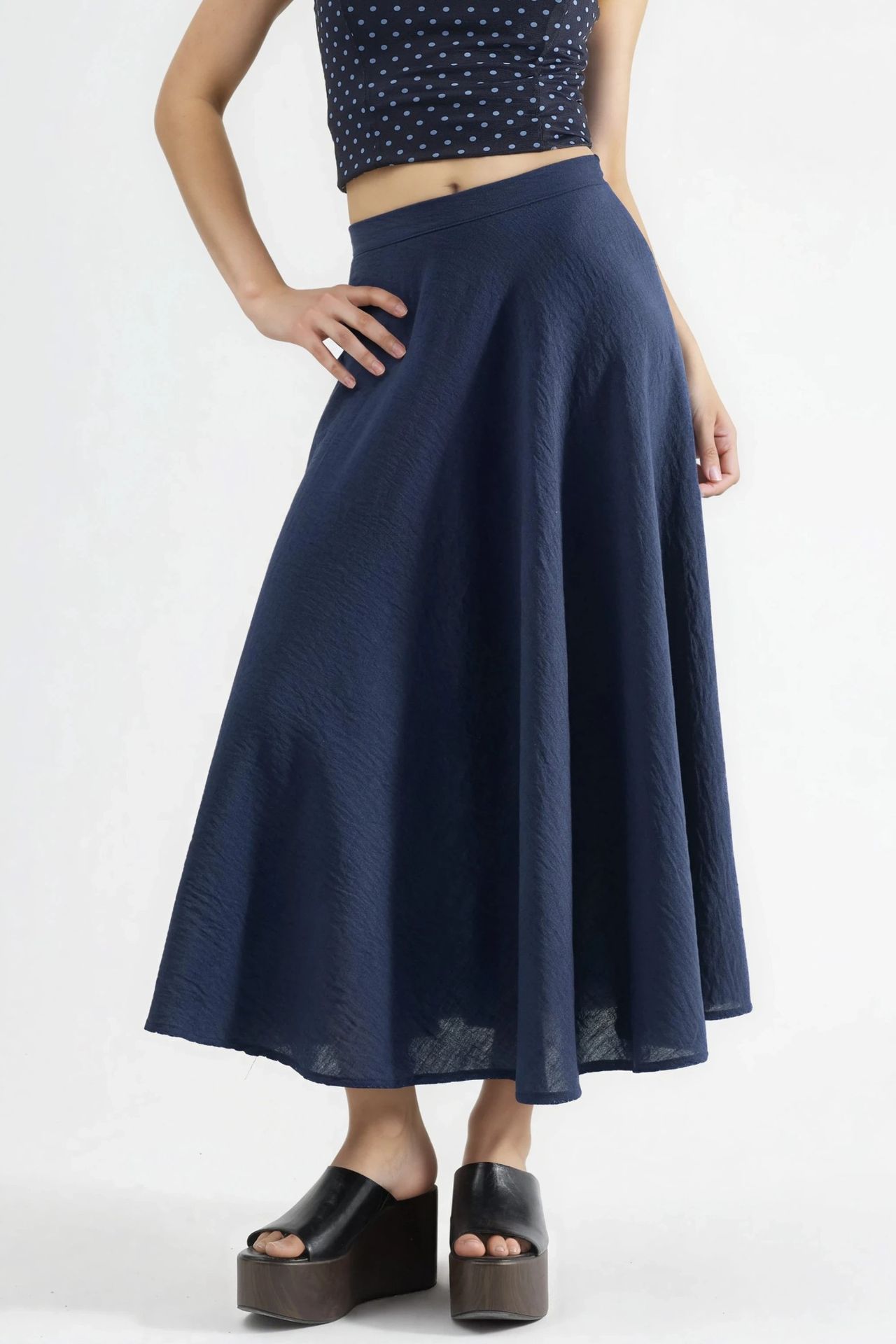 BUSEM High Waist Textured A-Line Maxi Skirt 1
