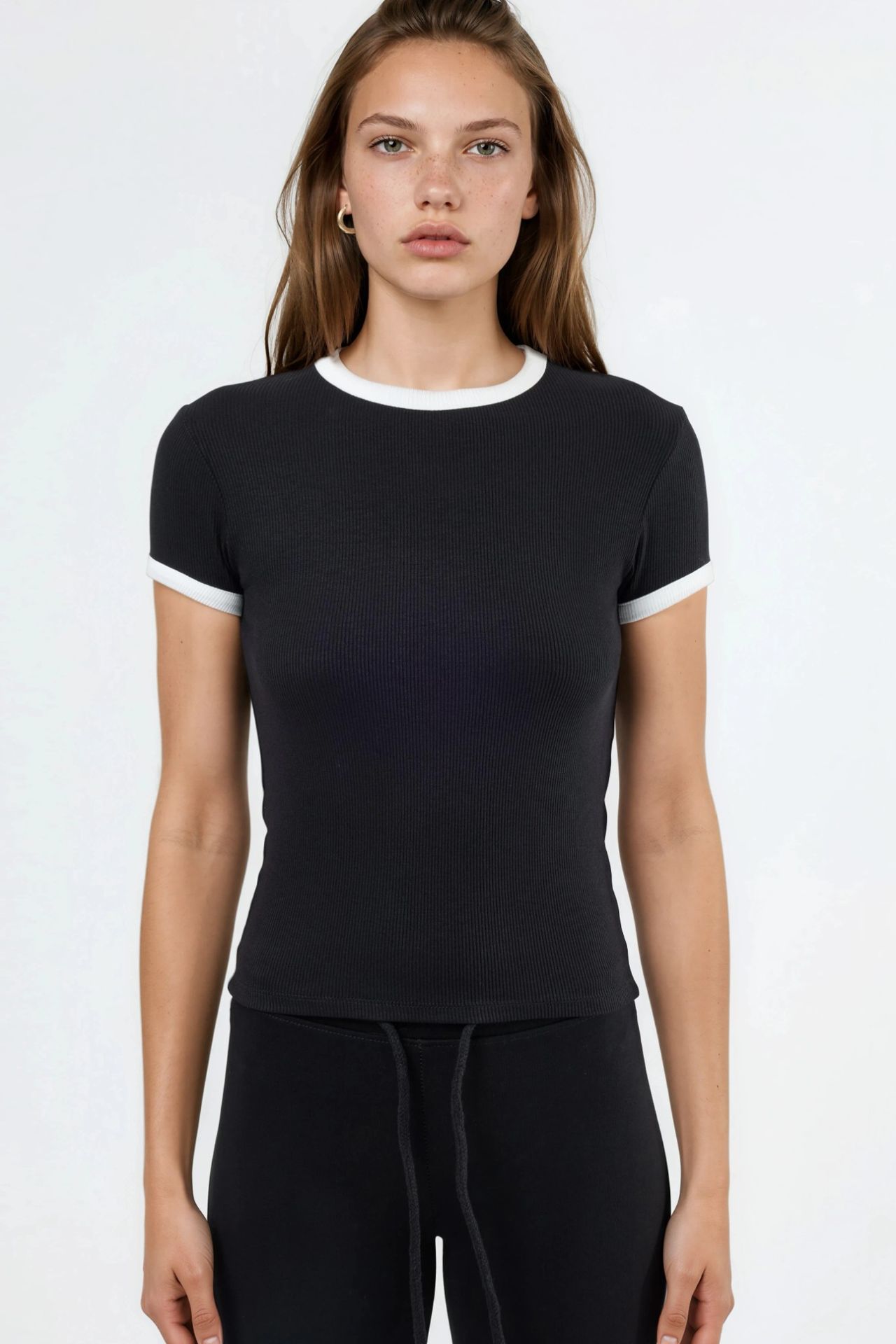 BUSEM Ribbed Crew Neck Short Sleeve T-Shirt 6