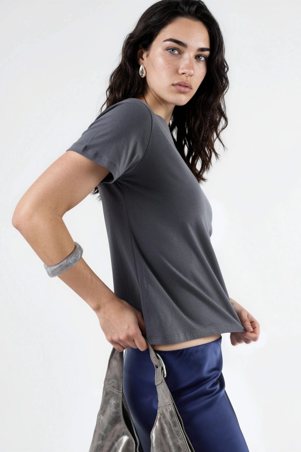 BUSEM Plain Crew Neck Cotton T-Shirt 4