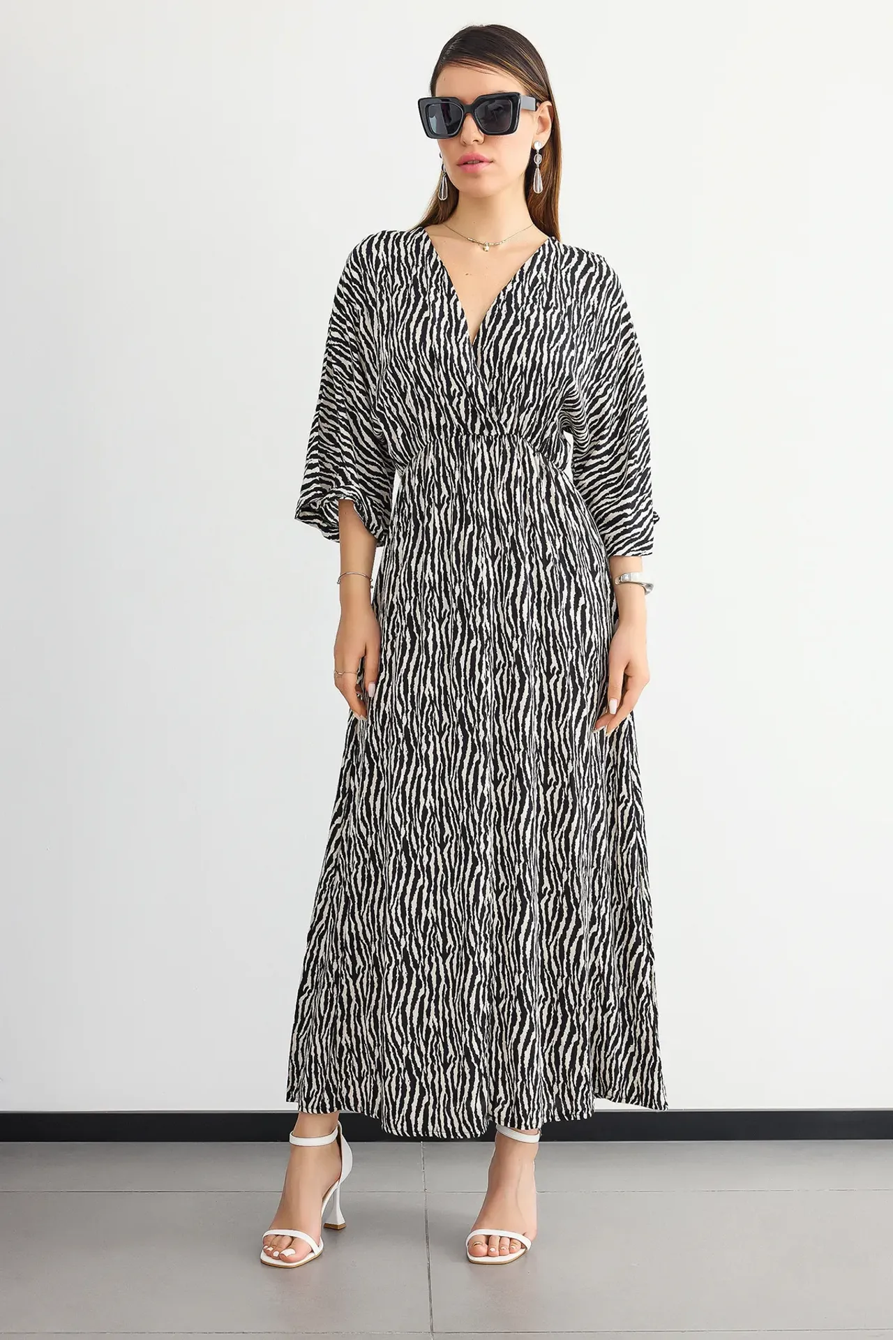 Floral Surplice Neck Maxi Dress