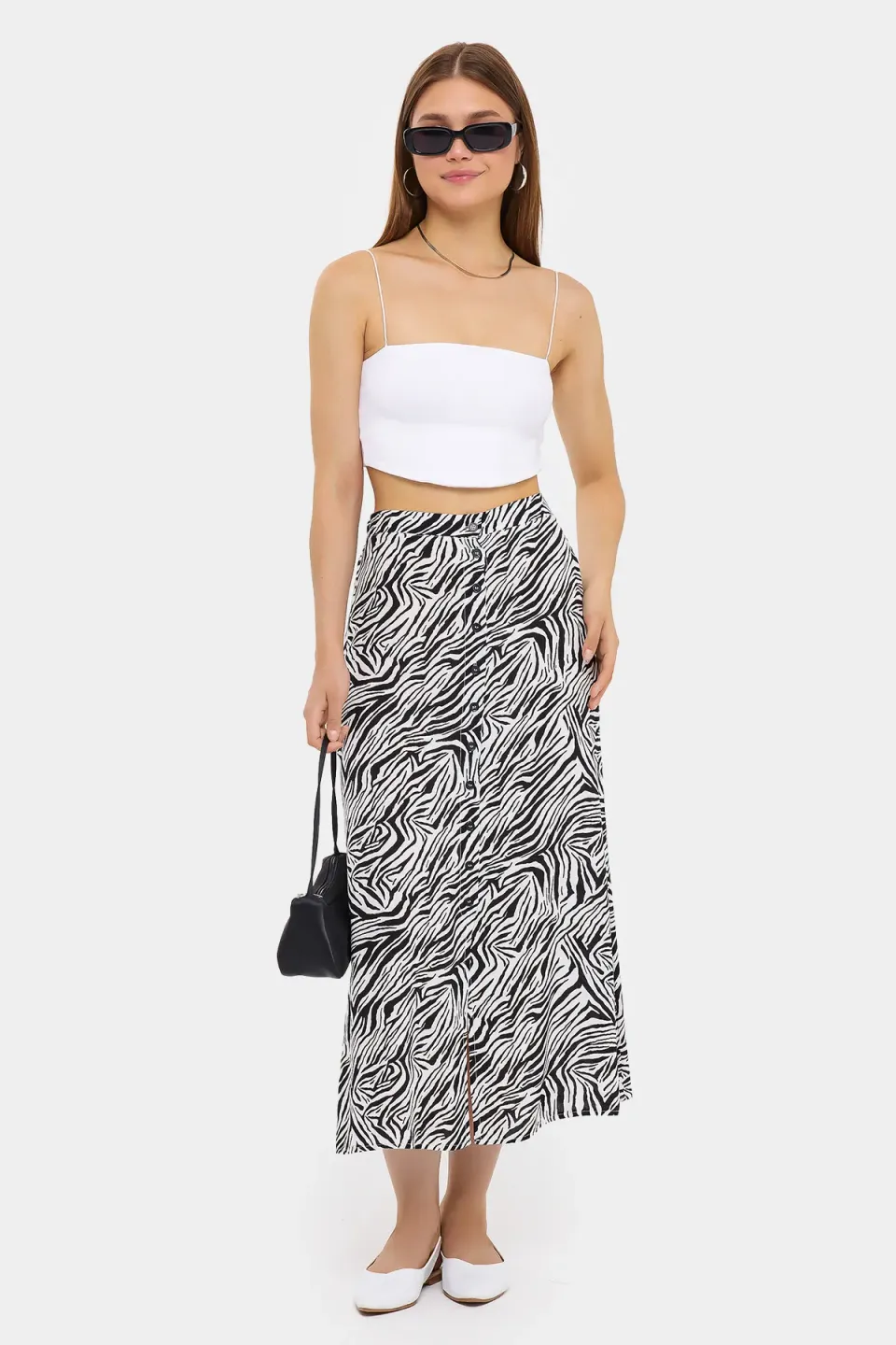 Floral High Waist Buttoned Maxi Skirt