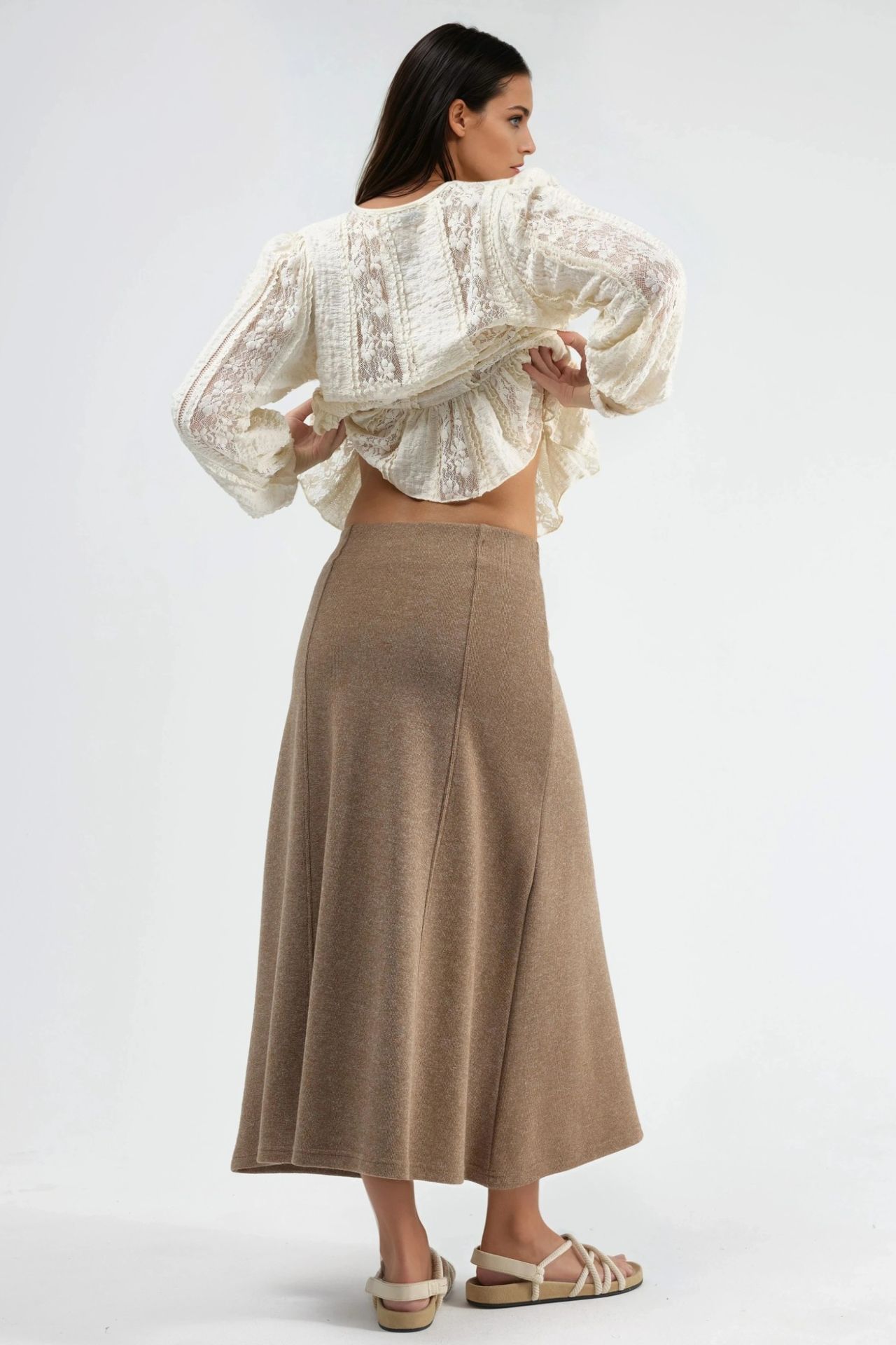 BUSEM Soft Textured A-Line Midi Skirt 3