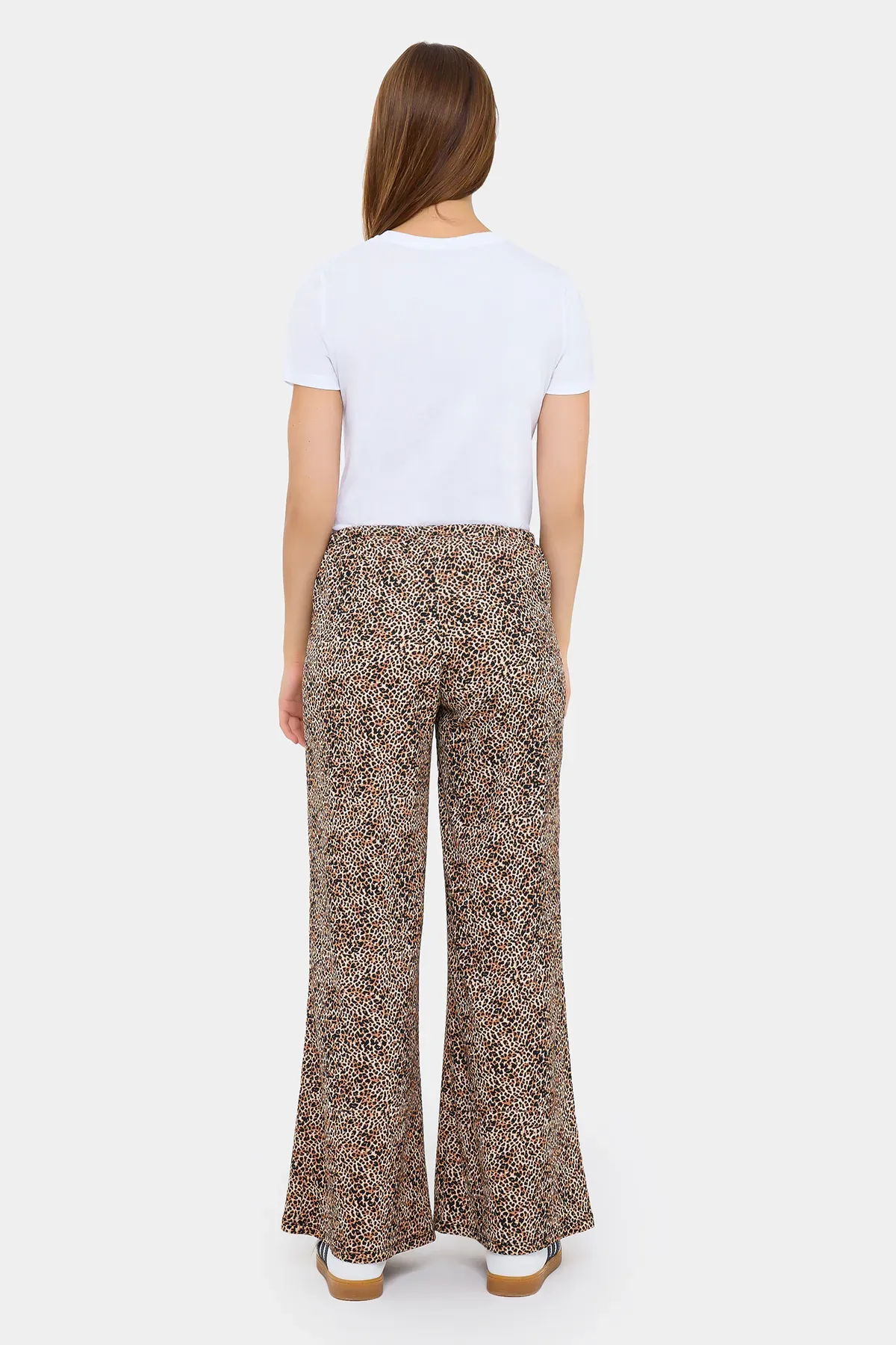 Animal Printed Wide-Leg Trousers with Lace-Up Detail 4
