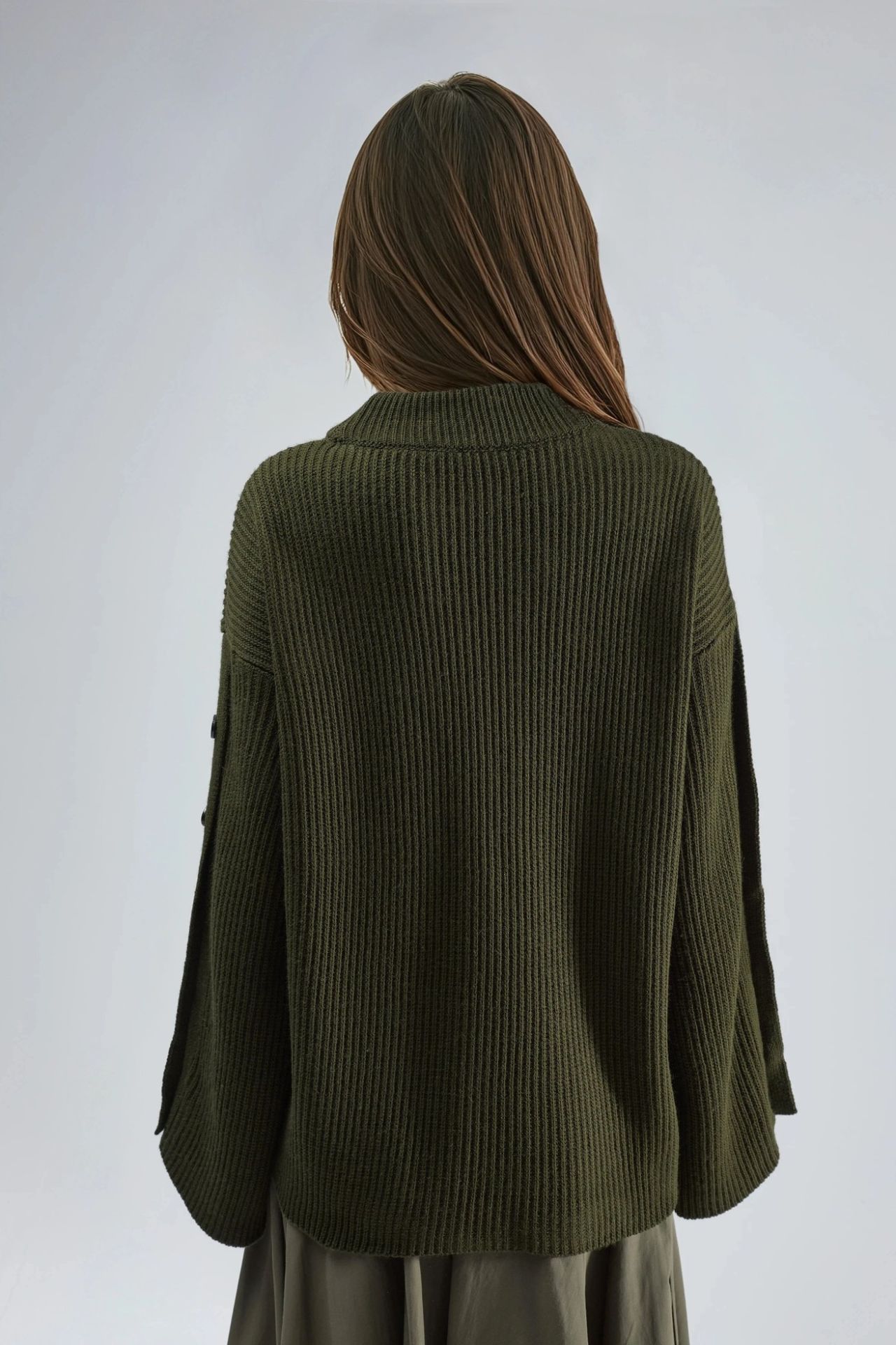 Thick Knit Slit and Button Detailed Sweater 6
