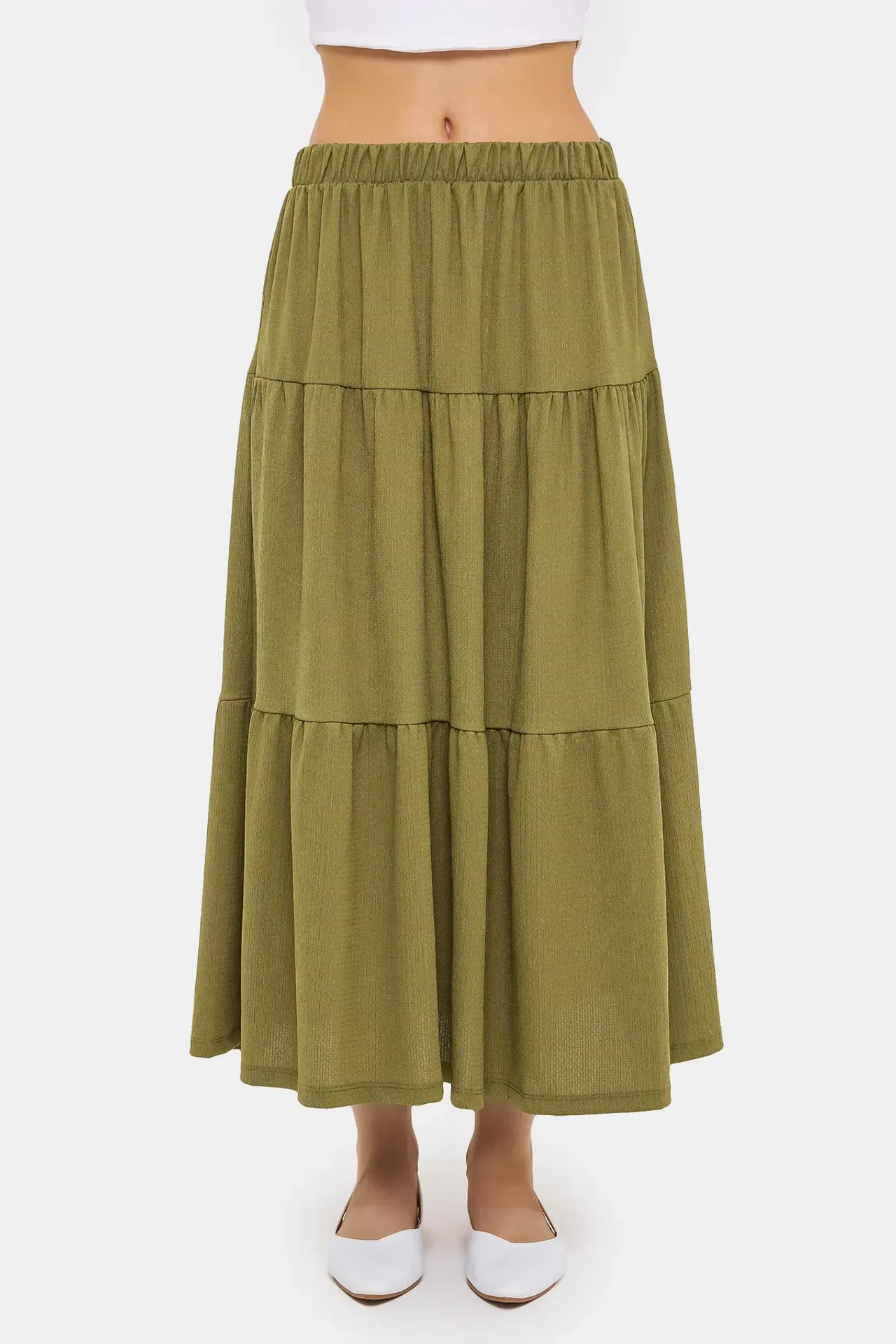 Tiered Maxi Skirt with Elastic Waist