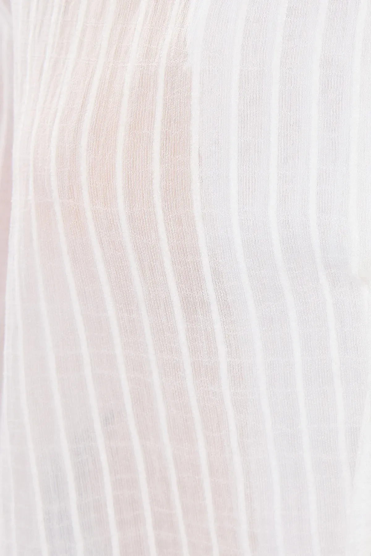 Striped Mesh V-Neck Blouse with Tie-Front 5