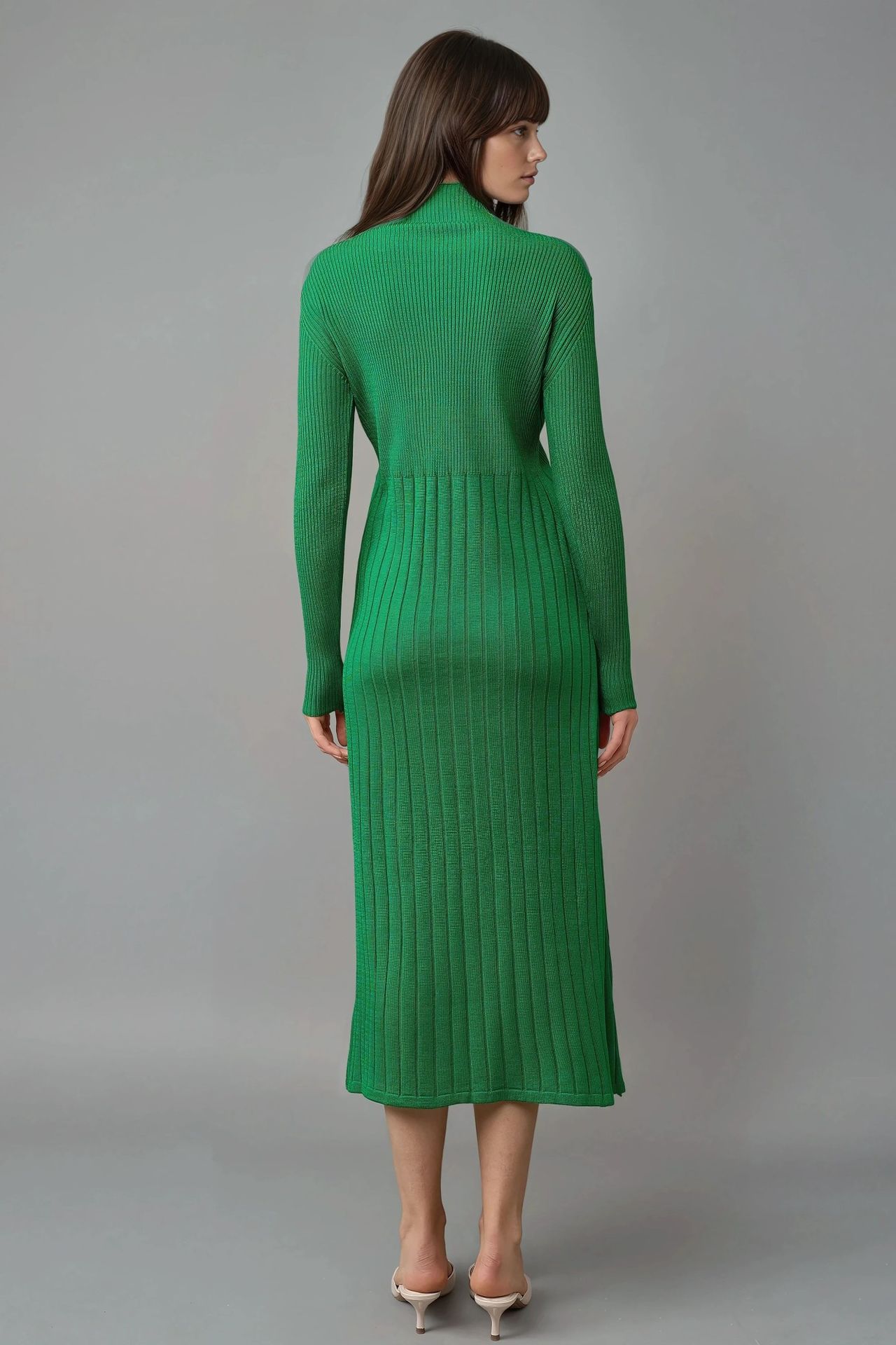MY FASHION Ribbed Half Turtleneck Bodycon Knit Dress 3