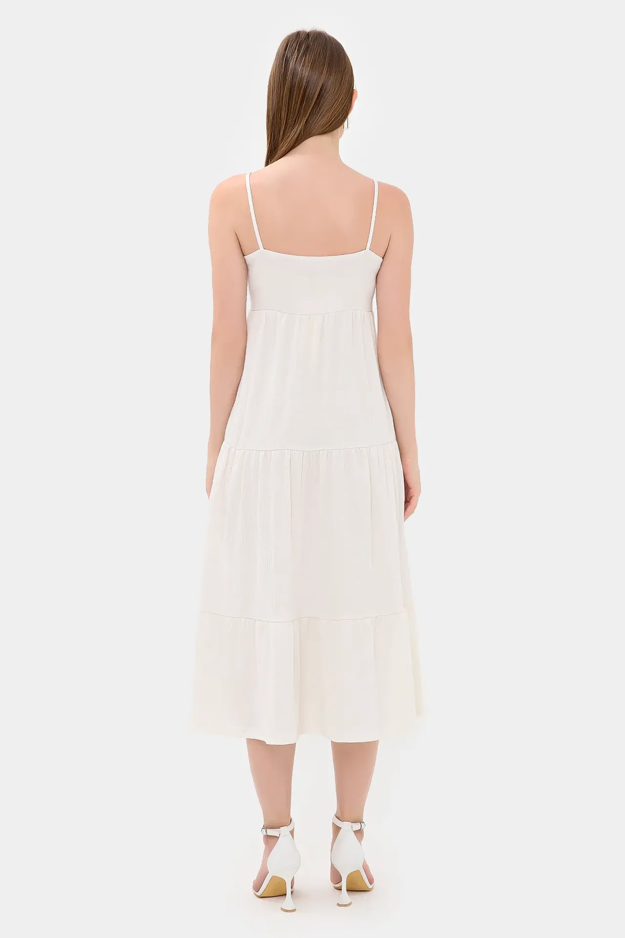Spaghetti Strap Tiered Midi Dress