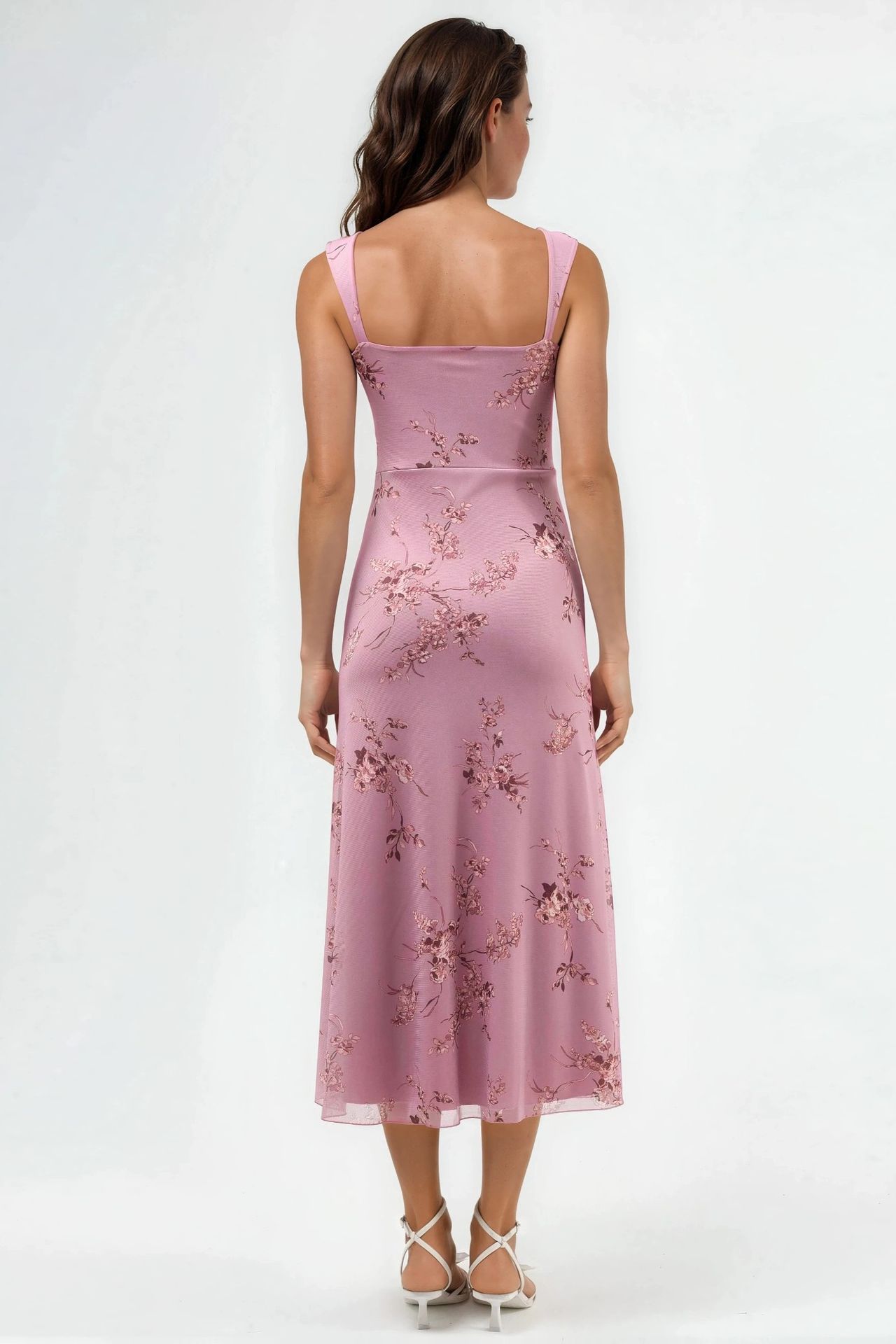 Floral Midi Dress with Heart Collar