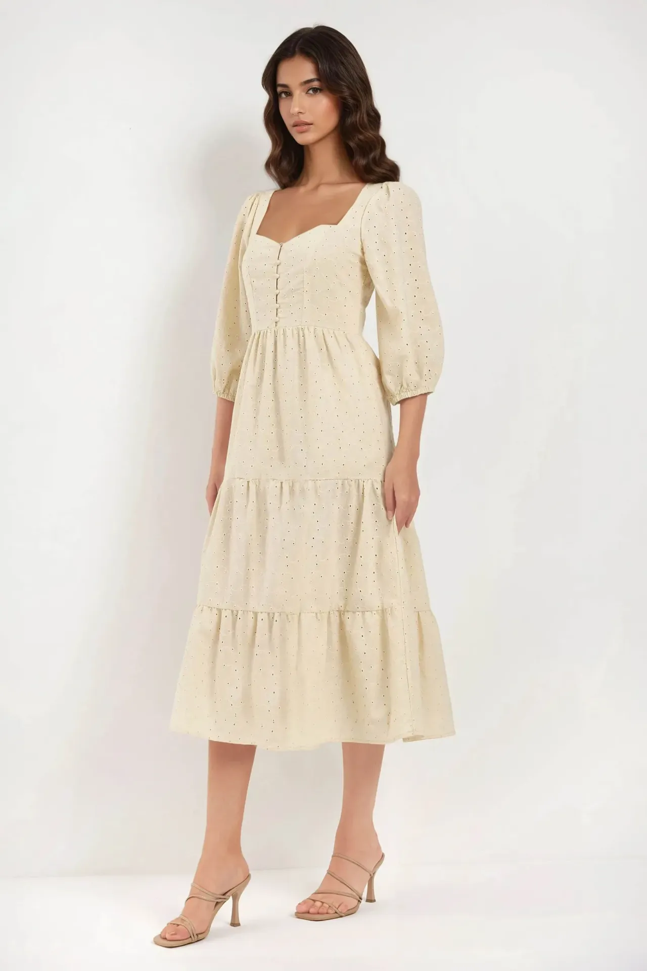 Embroidered Heart Collar Maxi Dress 2