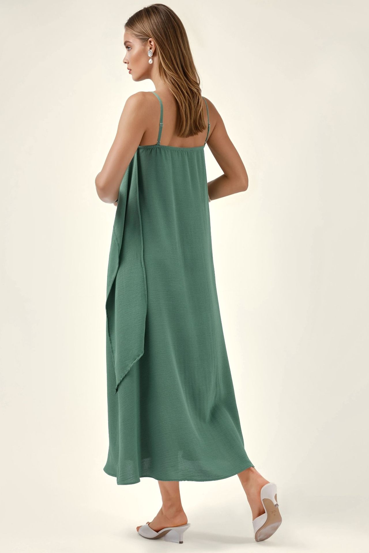 Square Collar Layered Spaghetti Strap Maxi Dress 4