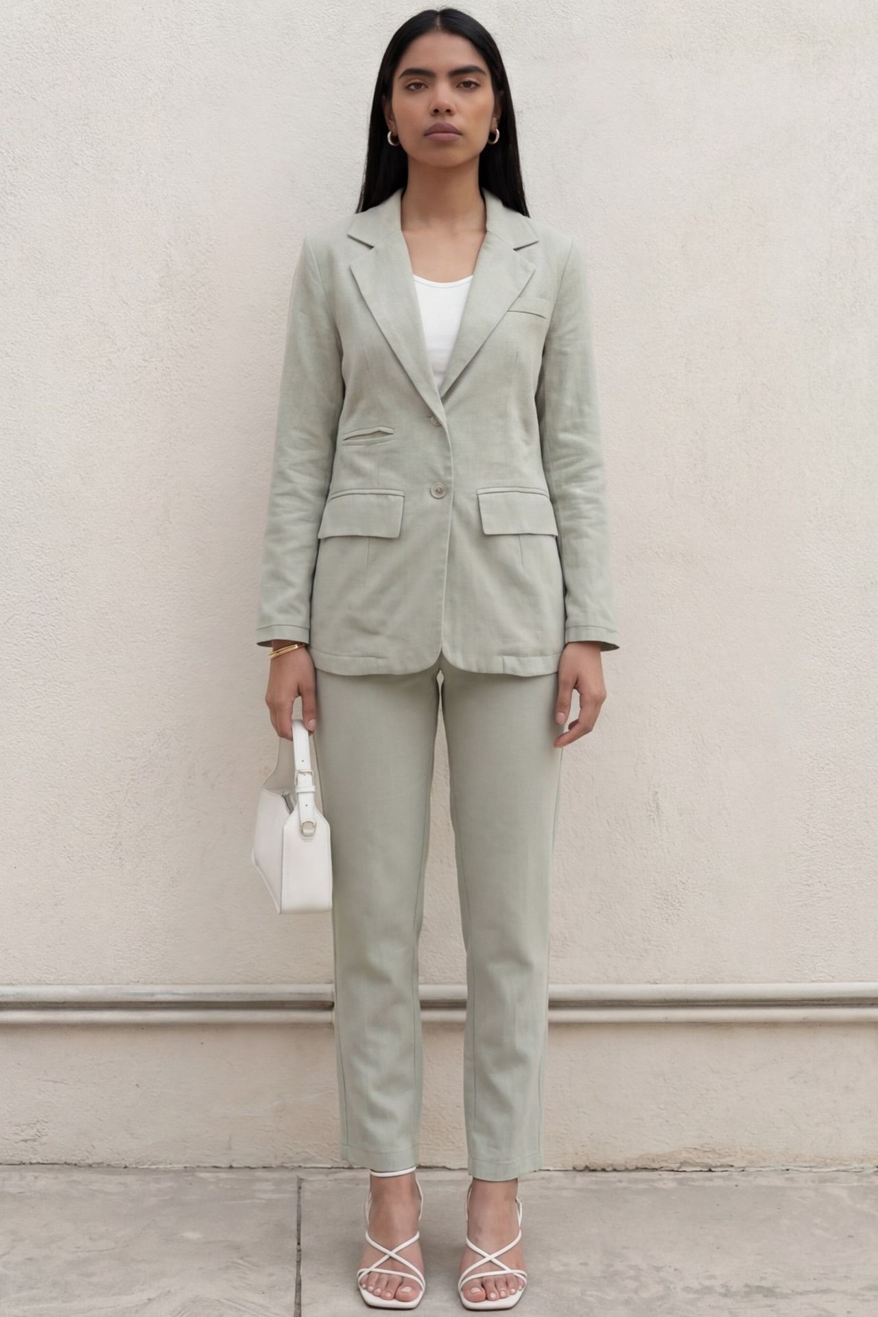 MY FASHION Buttoned Jacket Collar Two-Piece Set 1
