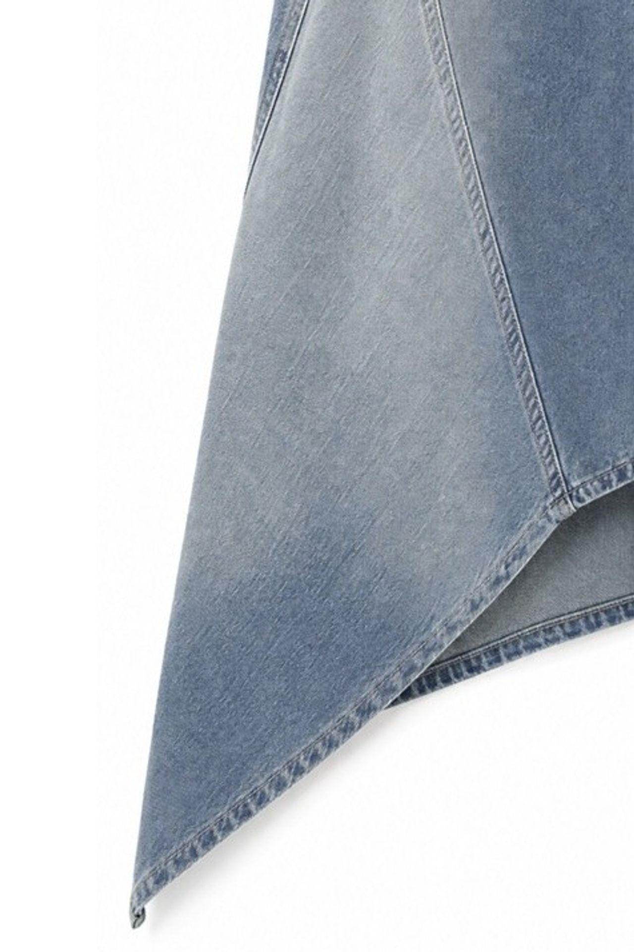 Asymmetric Wash Effect Denim Midi Skirt 7