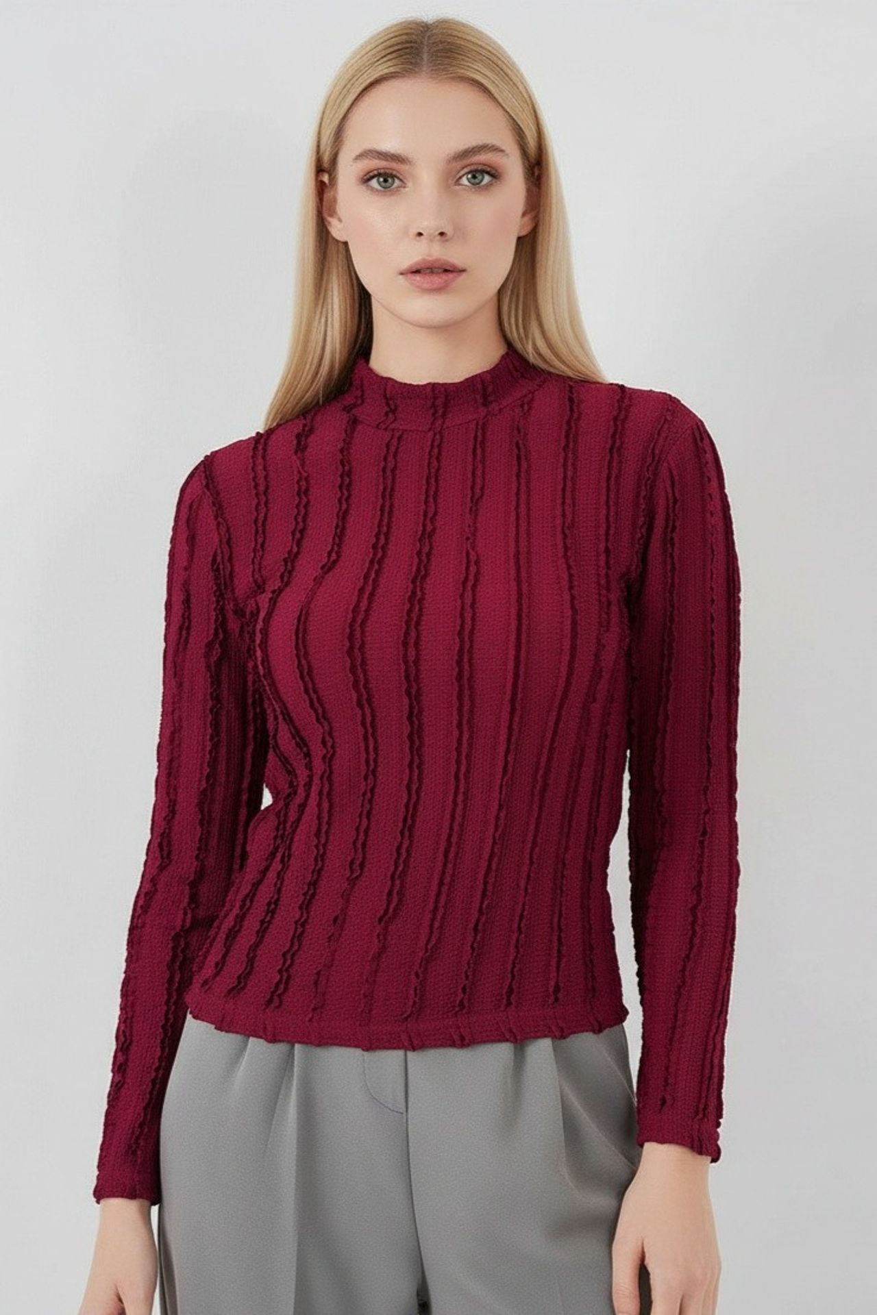 BDART Textured Slim Fit Half Turtleneck Blouse 4