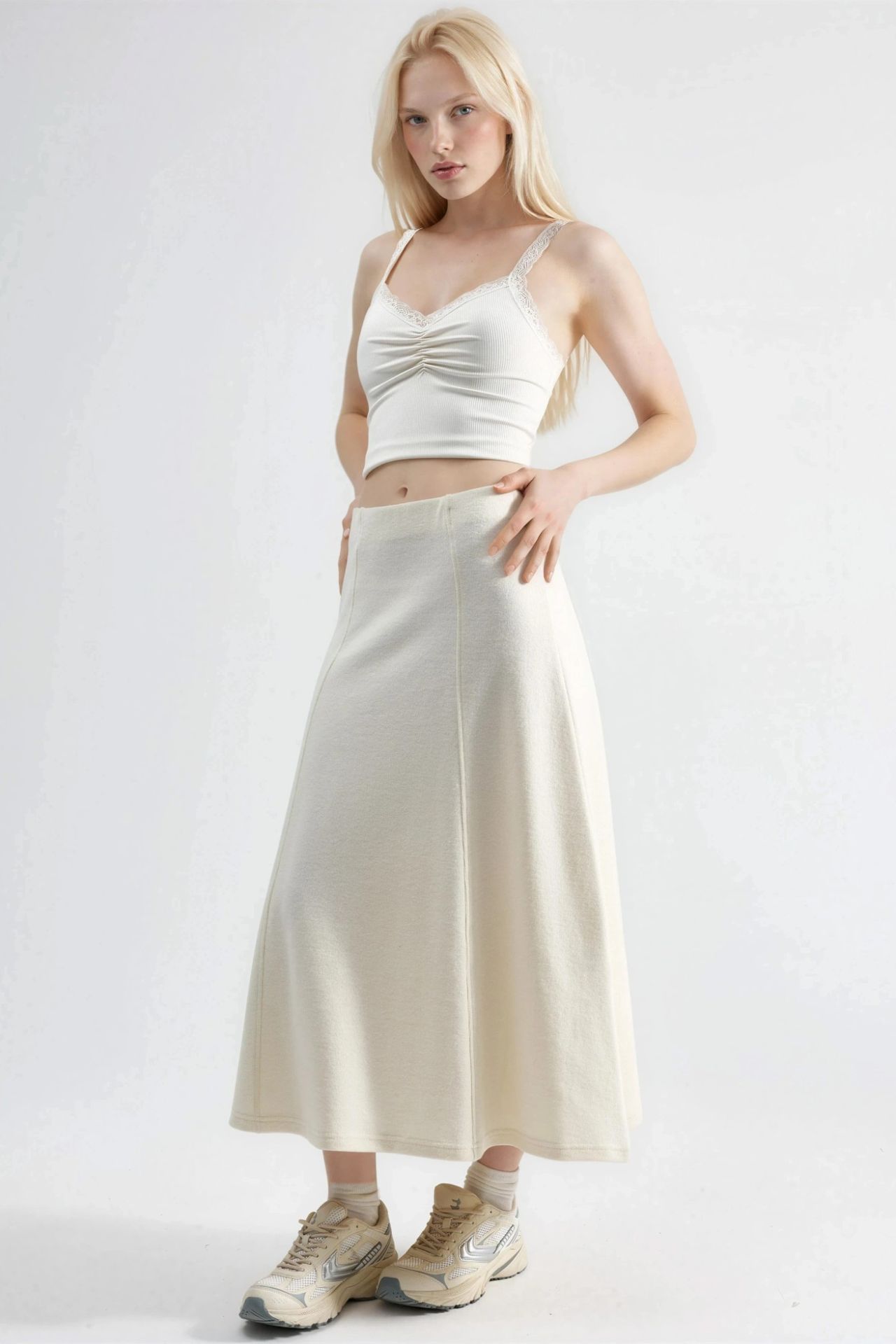 BUSEM Soft Textured A-Line Midi Skirt 2
