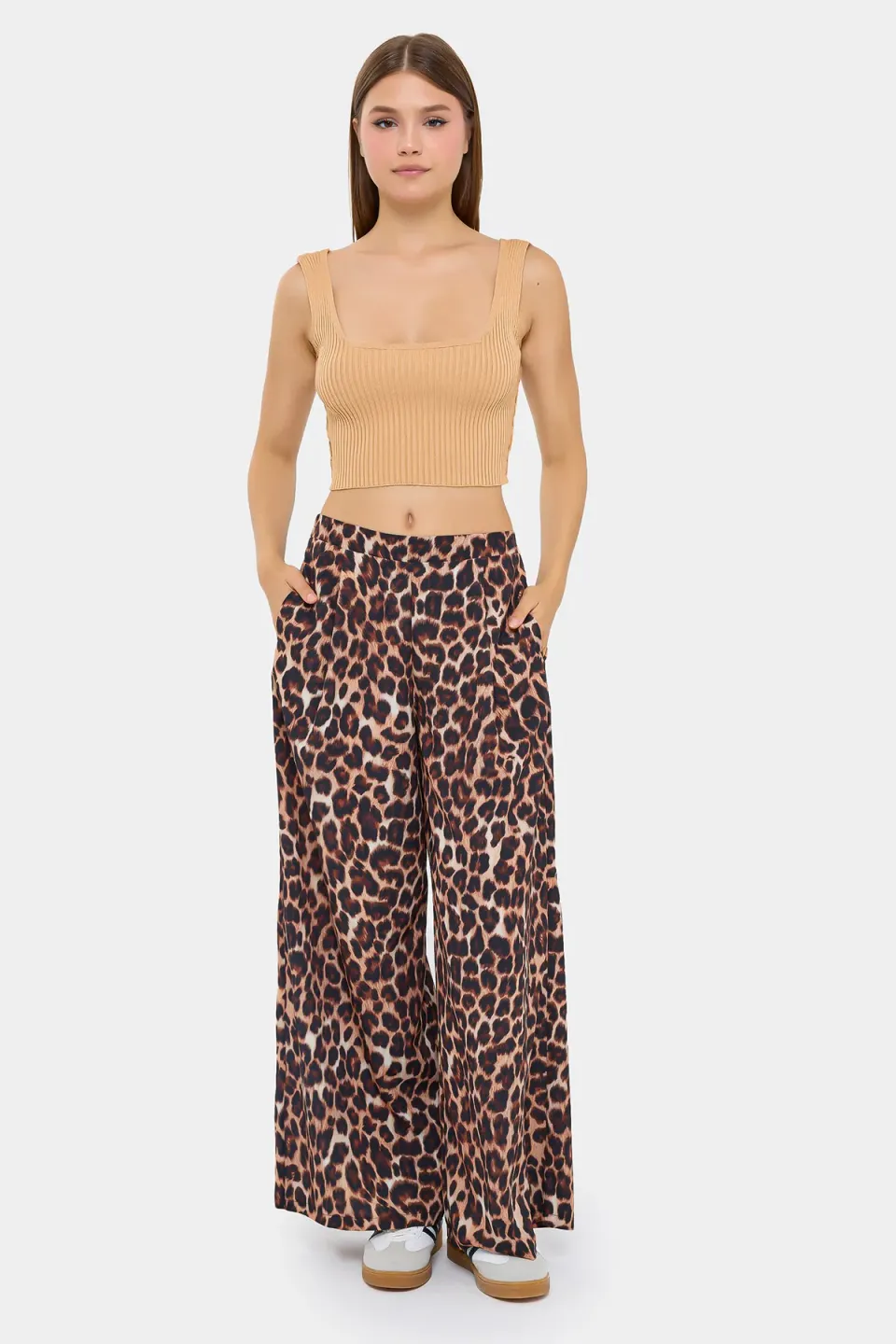 Ribbed Square-Neck Cropped Tank Top