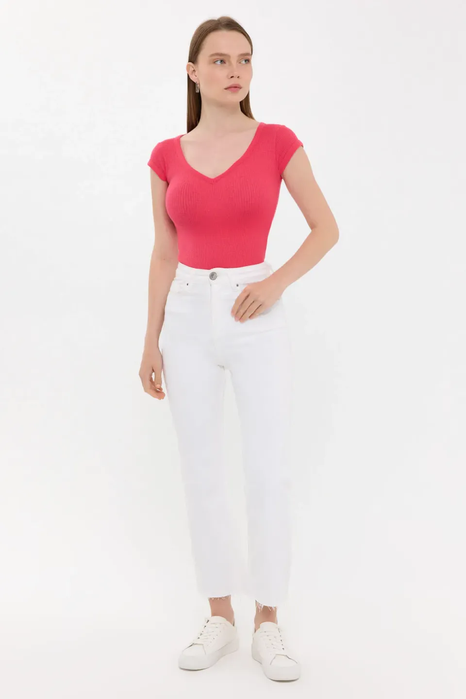 V-Neck Cap Sleeve T-Shirt