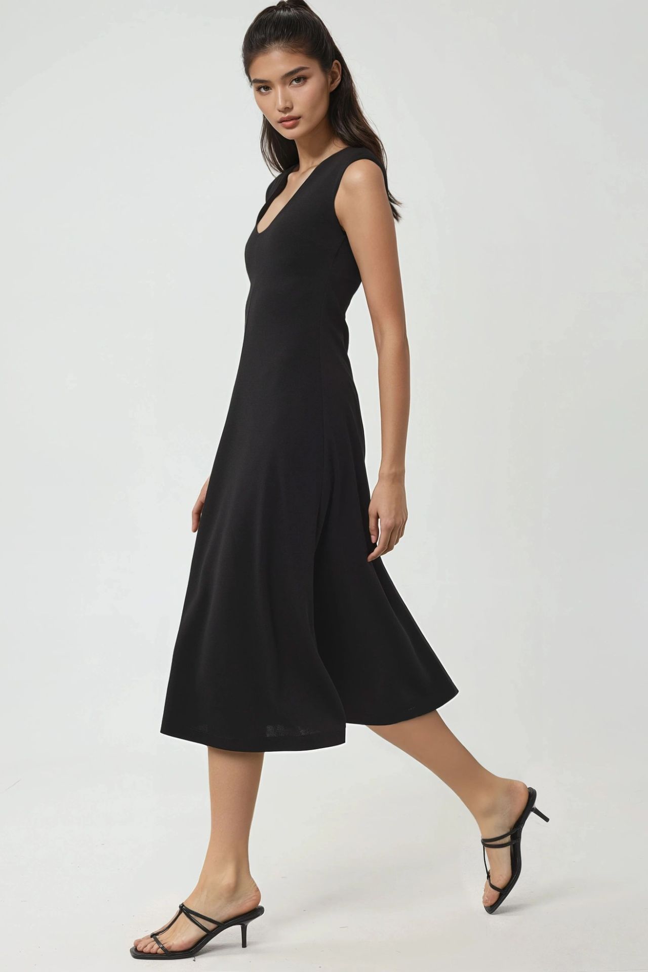 BUSEM V-Neck A-Form Midi Dress 2
