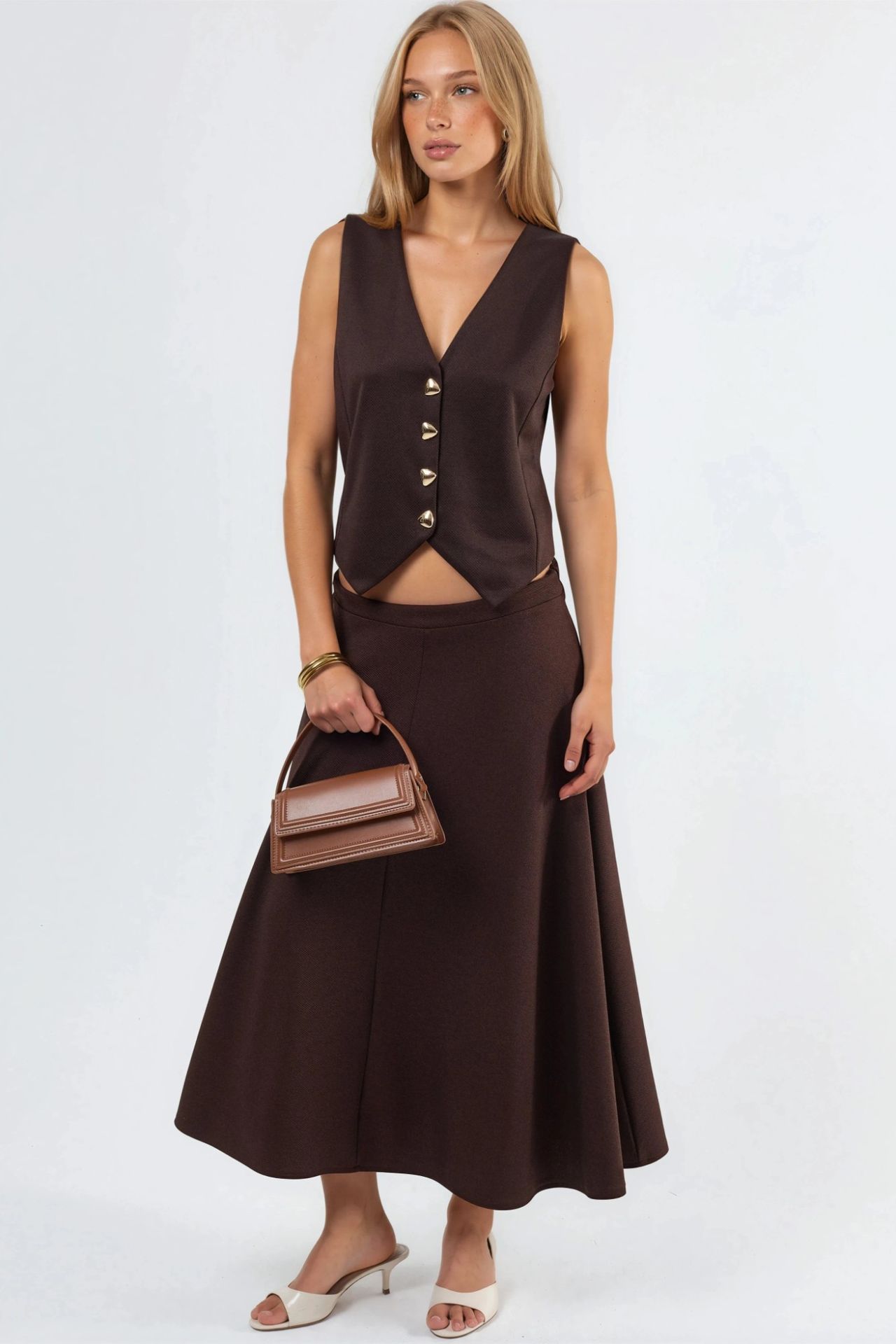 BUSEM Solid V-Neck Buttoned Vest 4