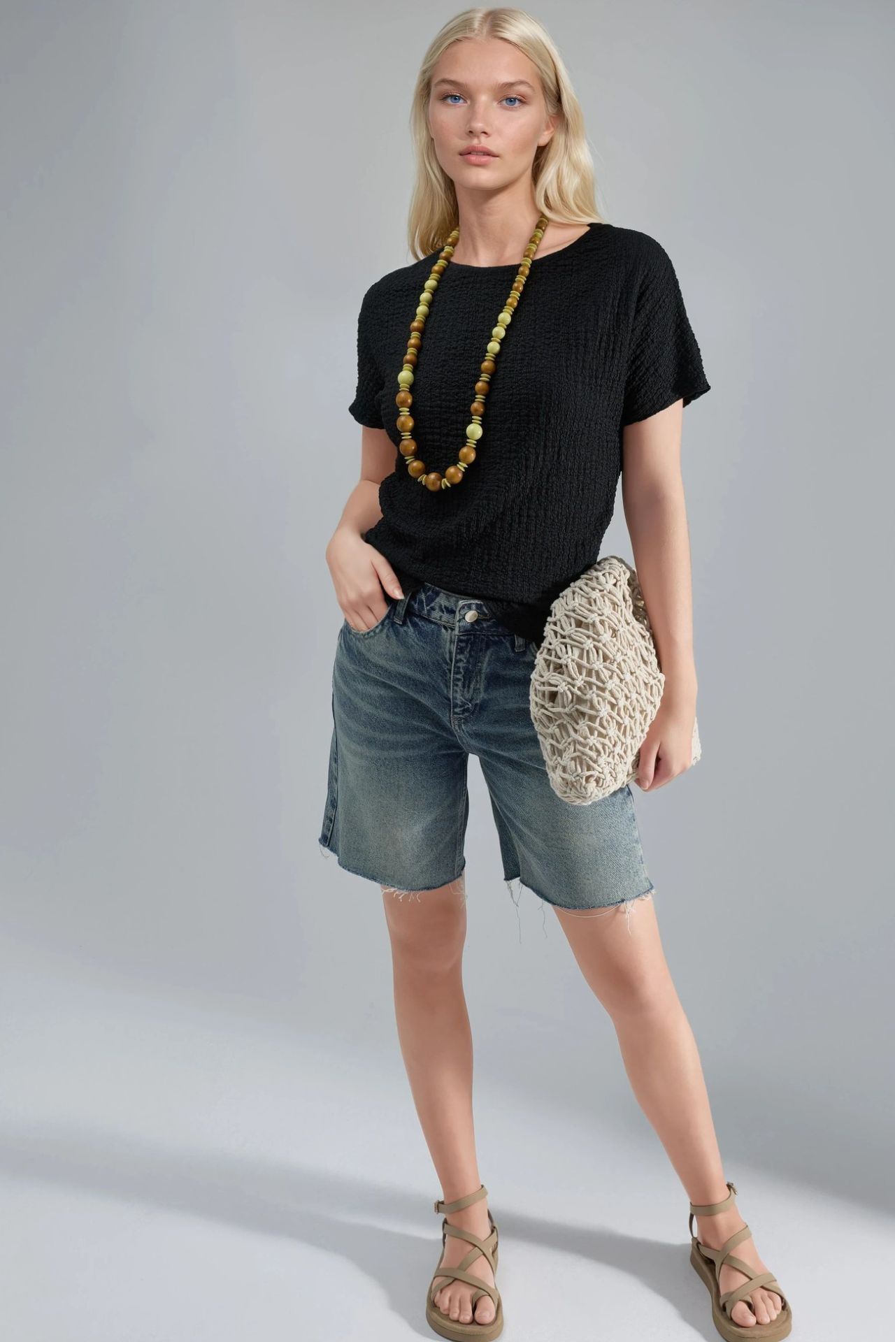 Textured Crew Neck Blouse Ellie Collection 6