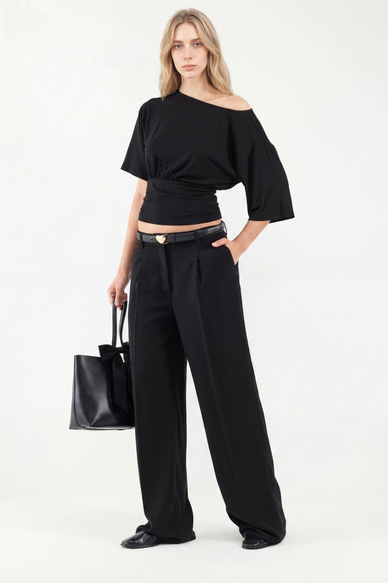 Asymmetrical Neck Soft Knit Blouse 4