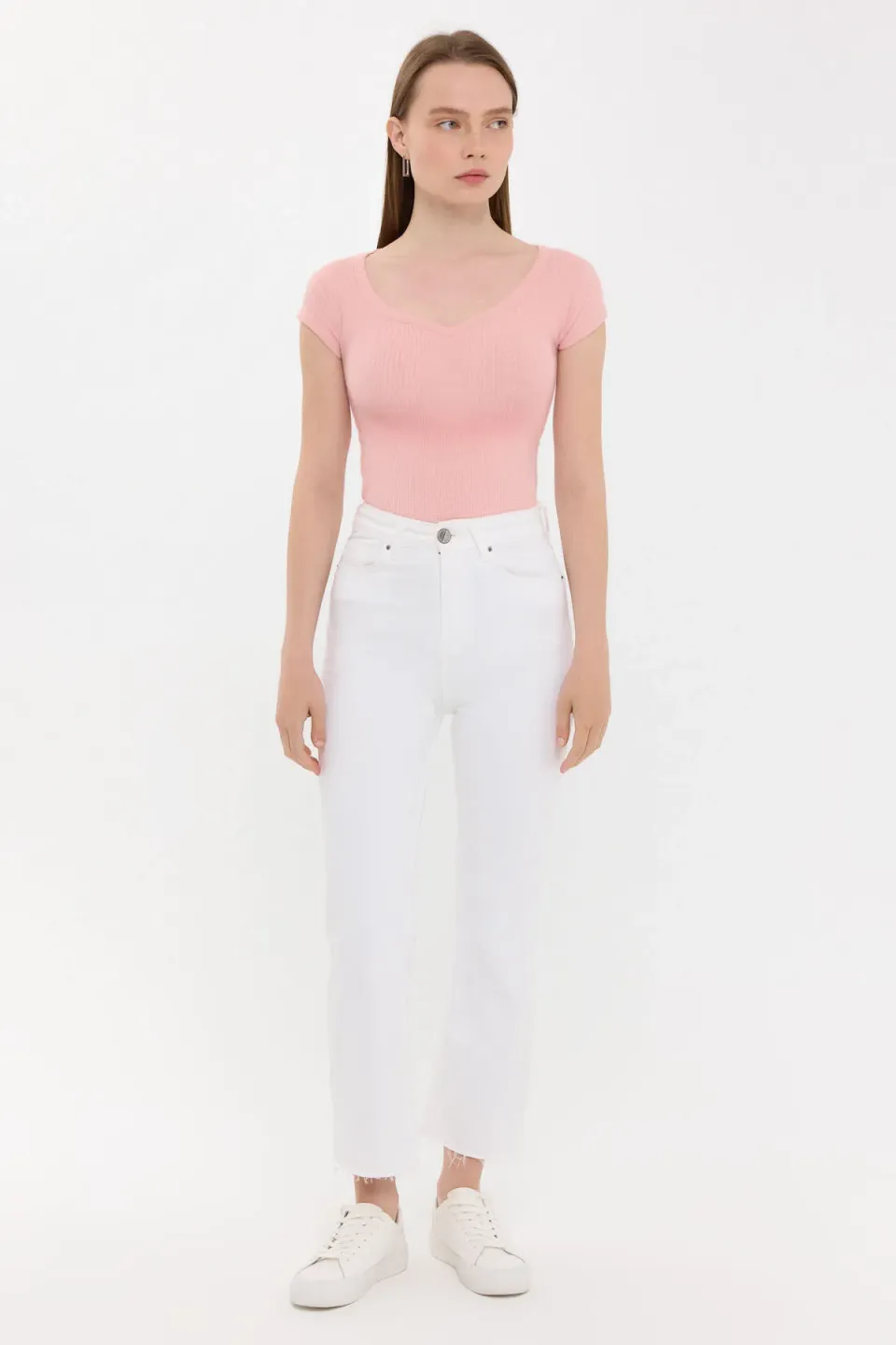 V-Neck Cap Sleeve T-Shirt