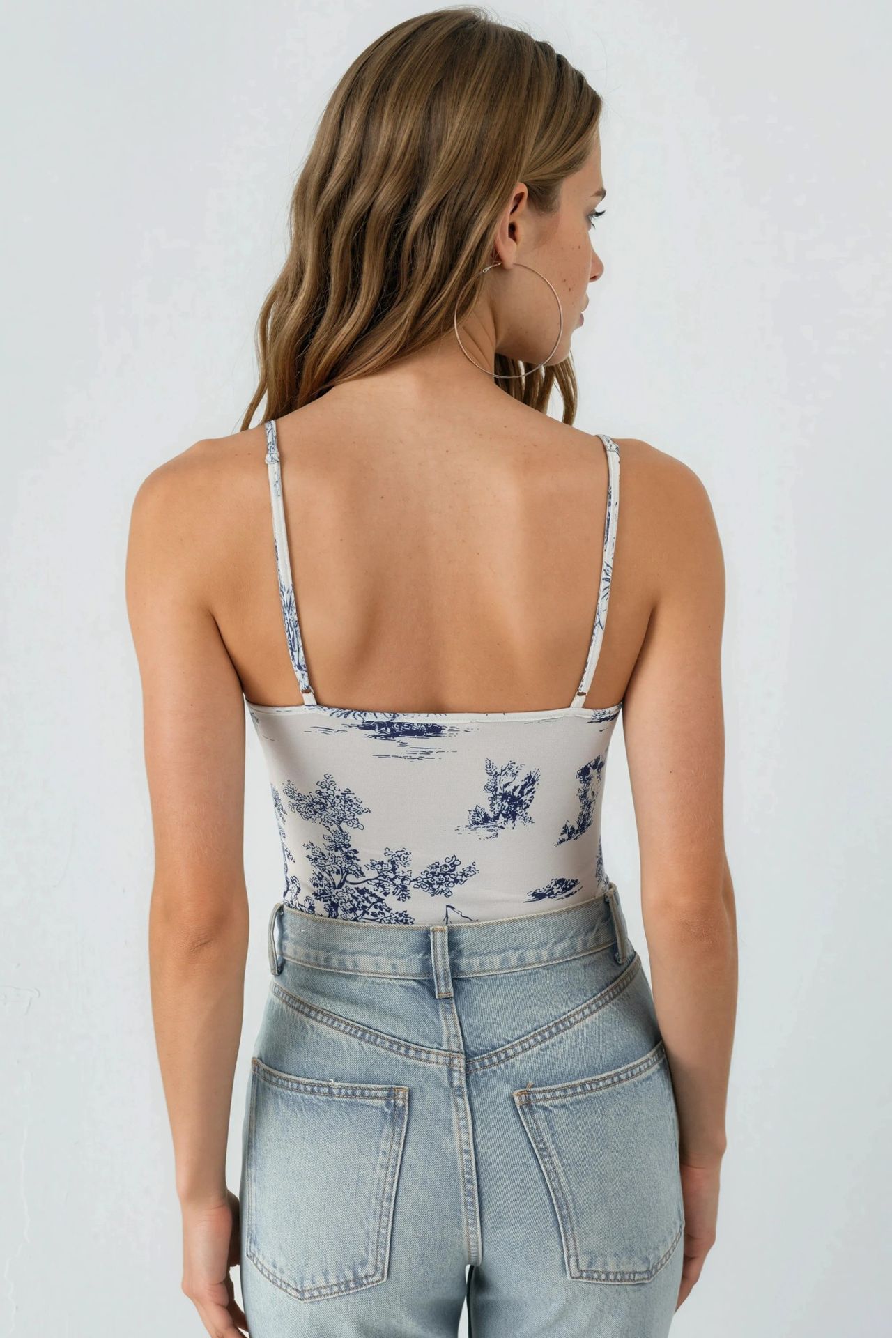 V-neck Patterned Bodysuit