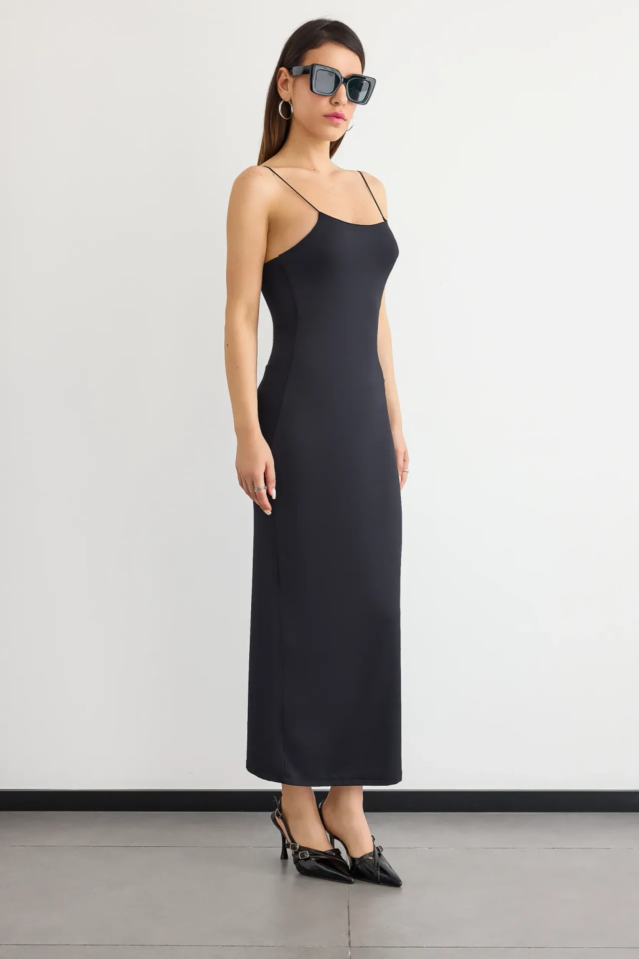 Sleeveless Spaghetti-Strap Bodycon Maxi Dress
