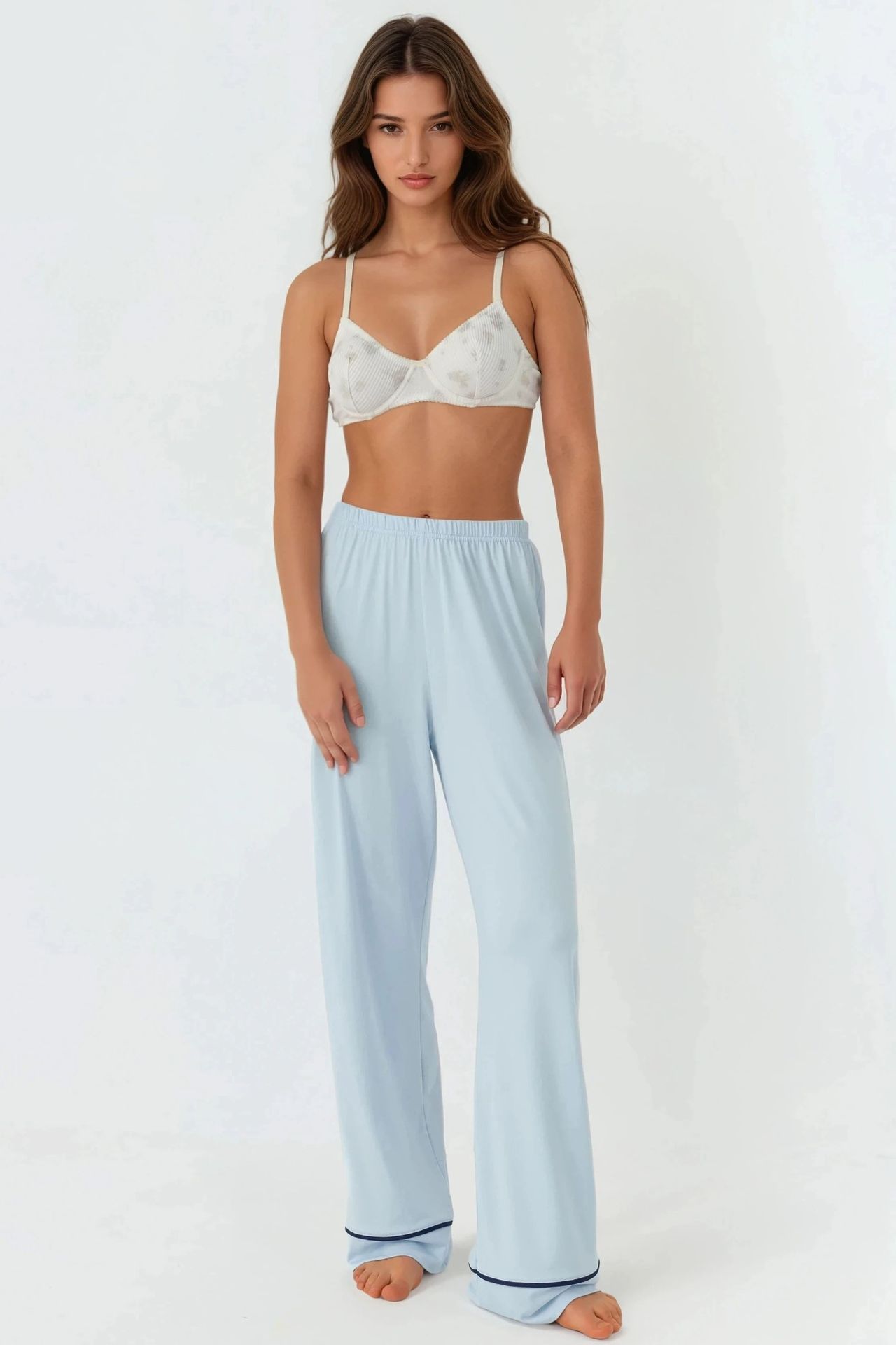 Relaxed Fit Long Sleeve Extra Soft Touch Pajama Set with Shirt Collar 4
