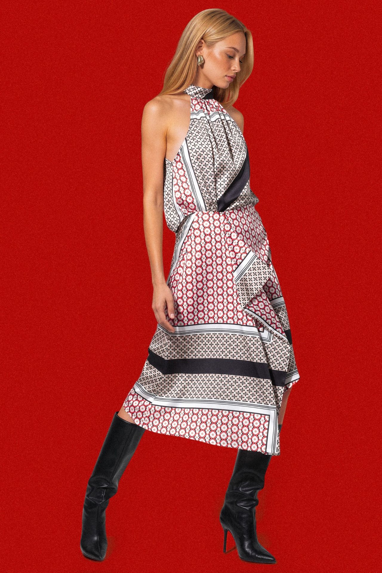 Patterned Halter Collar Blouse 7