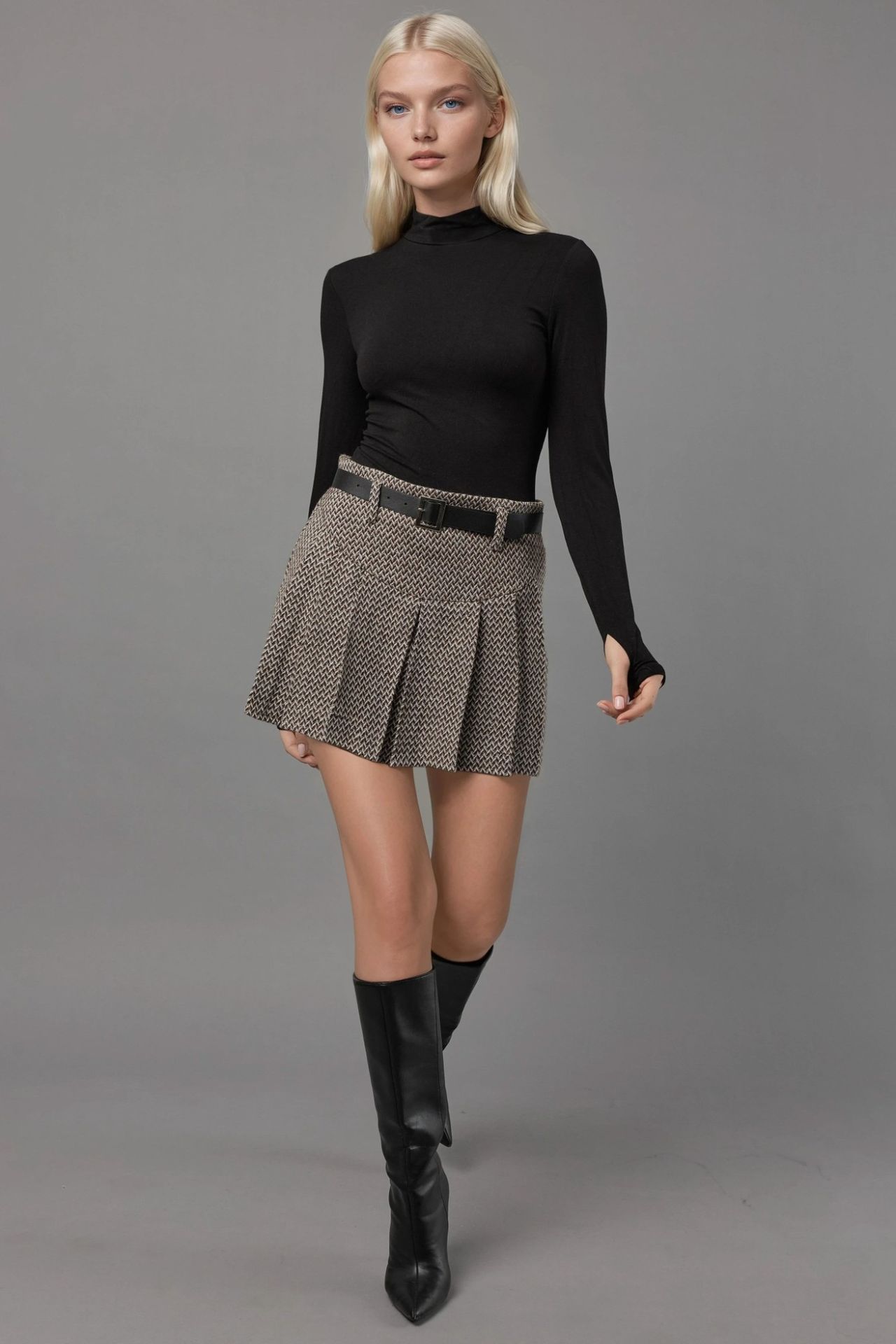 High Waist Pleated Mini Skorts 4