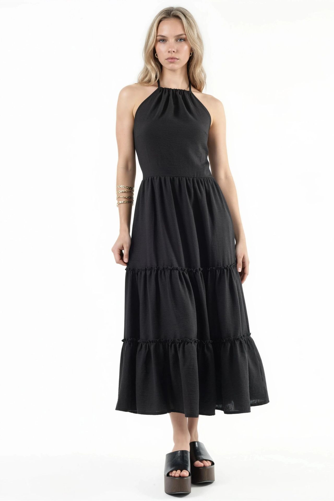 BUSEM Frilly Halter Neck Maxi Dress 4