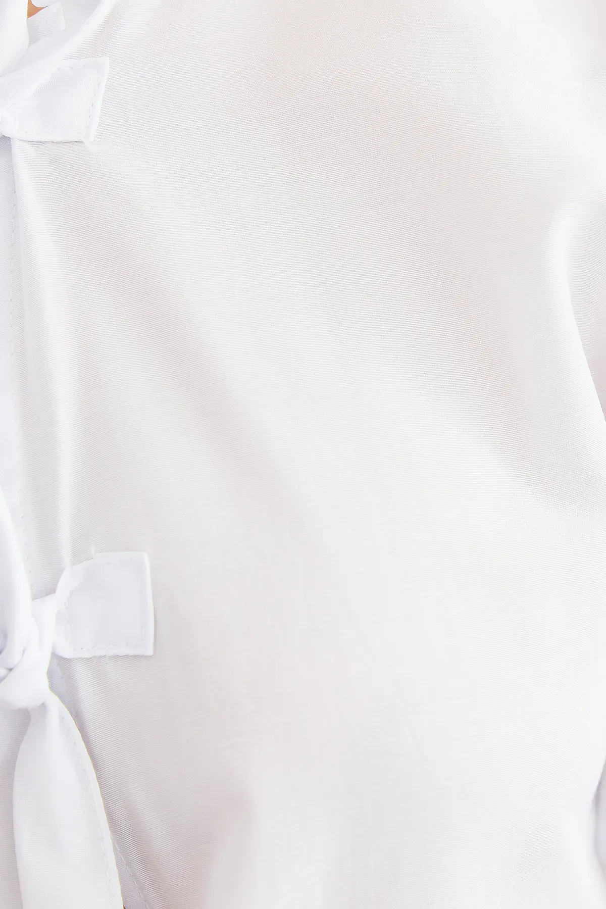 Tie-Up Neck Blouse with Puff Sleeves 5
