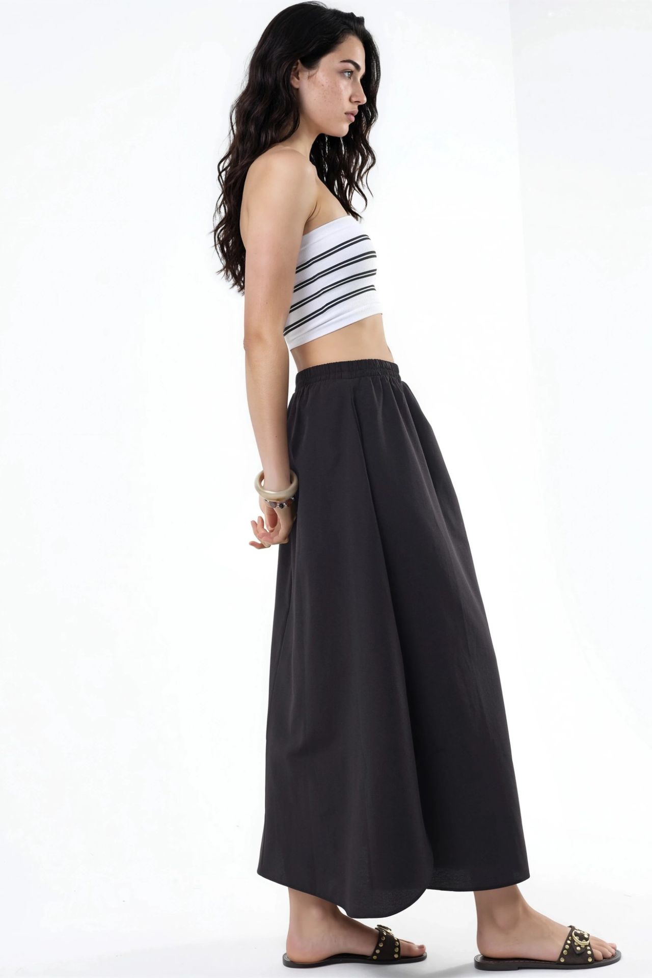 BUSEM High Waist Midi A-Line Skirt 2