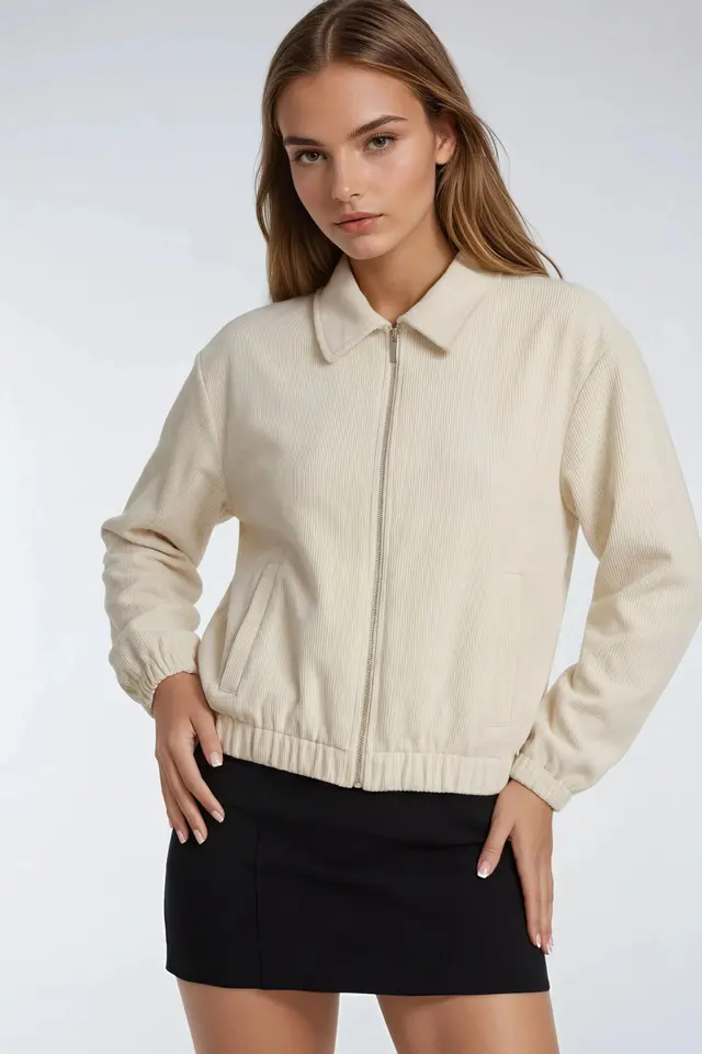 MIXRAY Relaxed Fit Zipper Jacket with Pockets