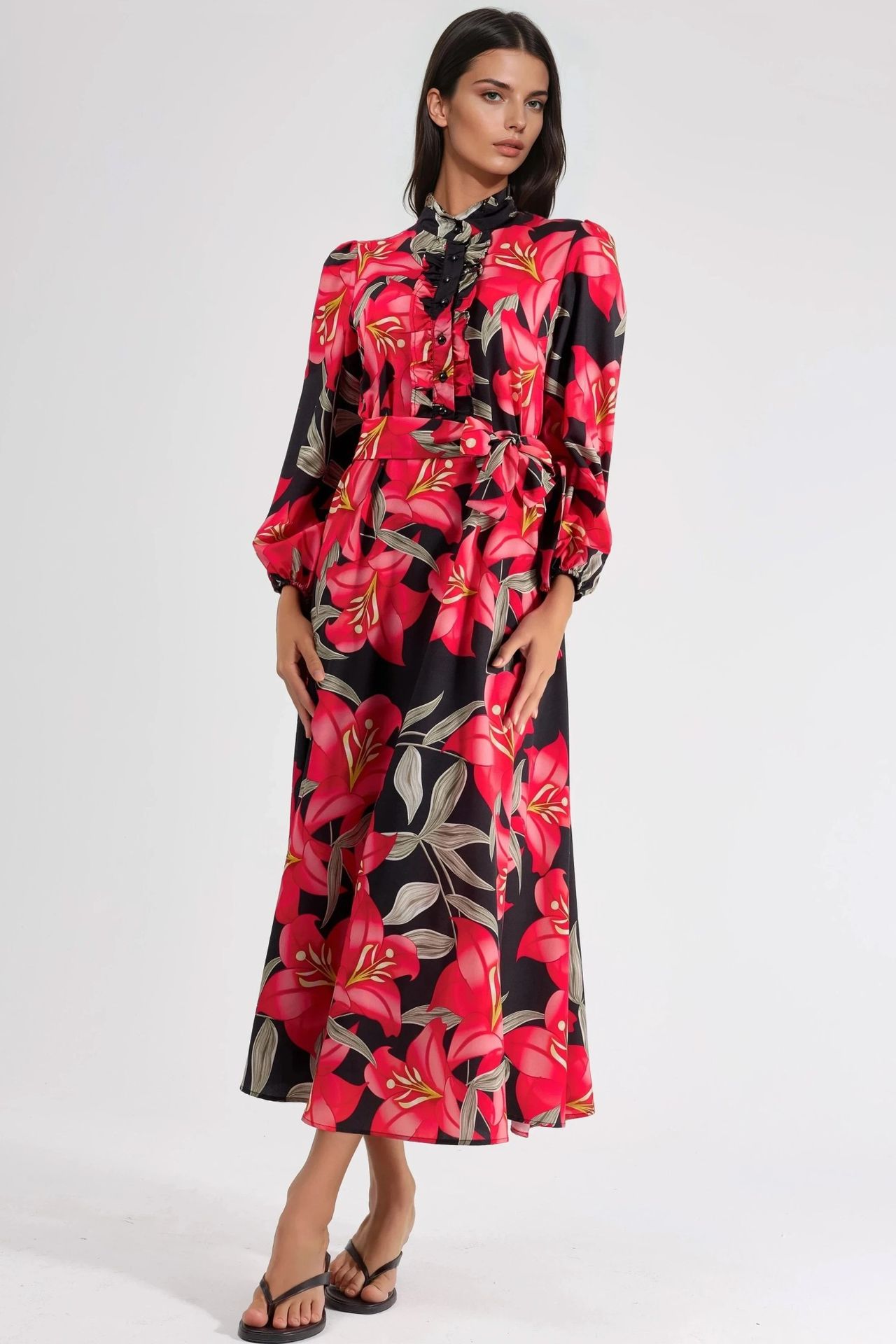 MSN Floral Maxi Dress with Tie Detail 4