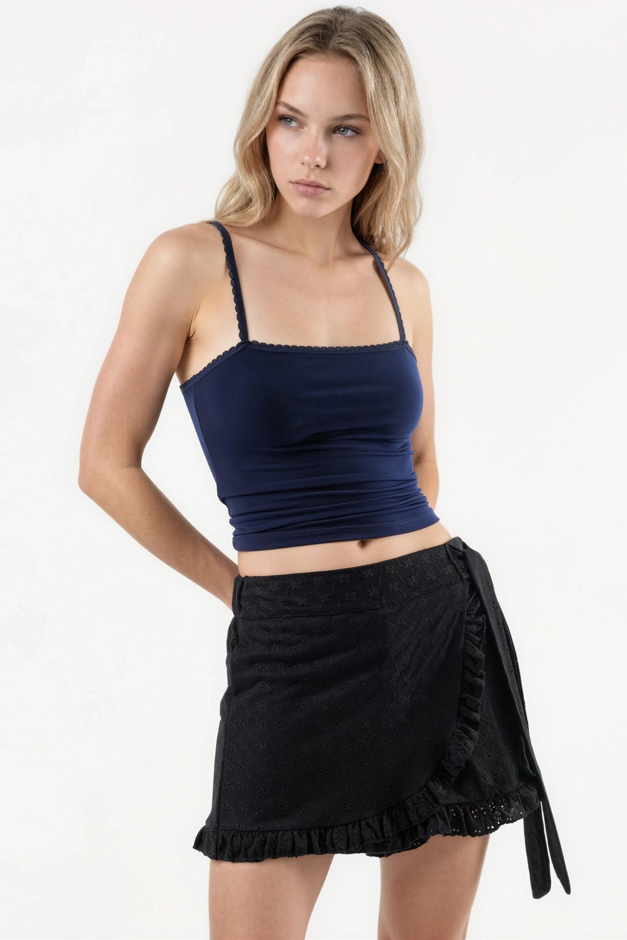 BUSEM High Waist Embroidered Mini Skort 4