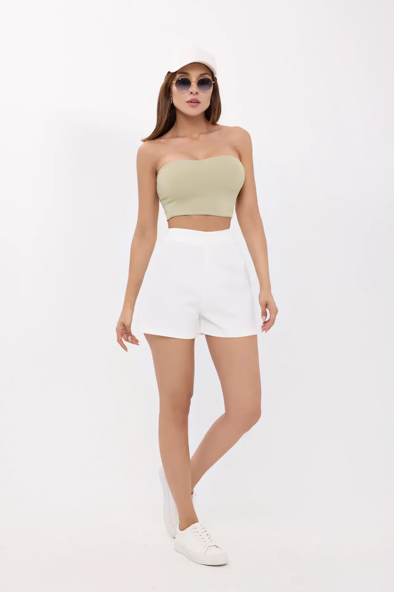 High-Waist Solid Woven Shorts
