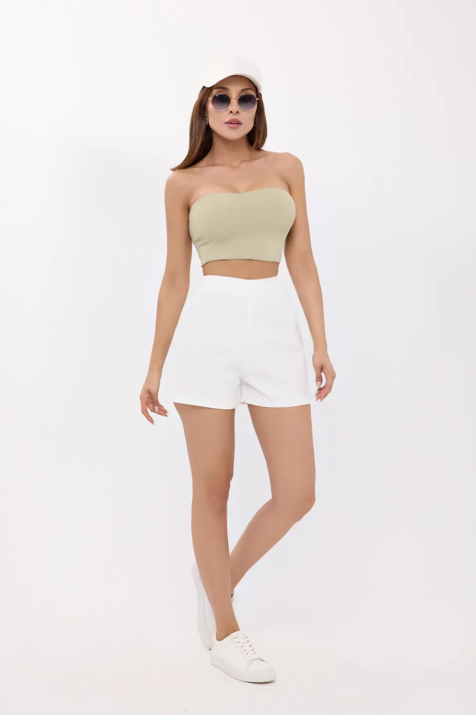 High-Waist Solid Woven Shorts