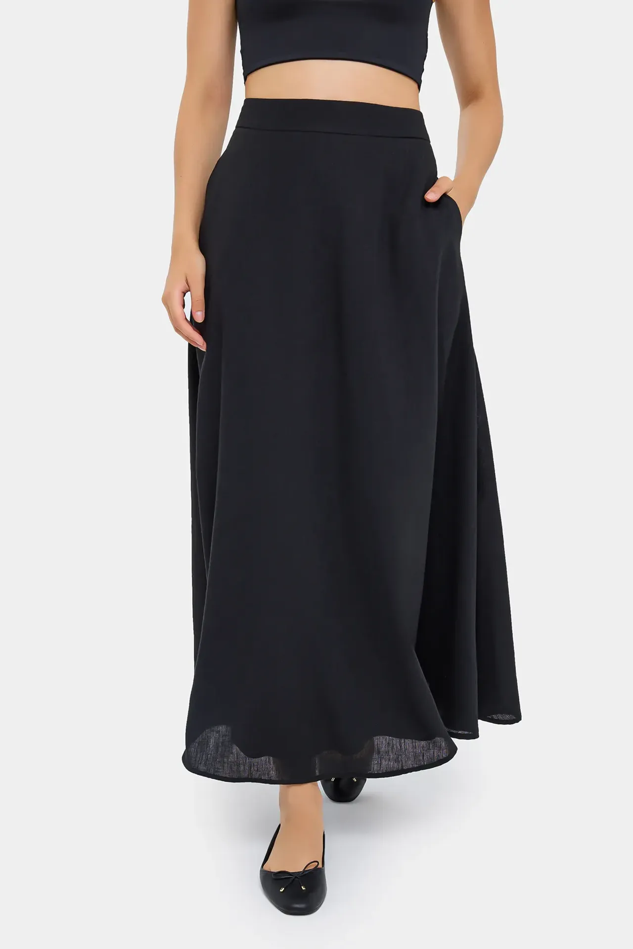 High-Waist Maxi Skirt with Zipper