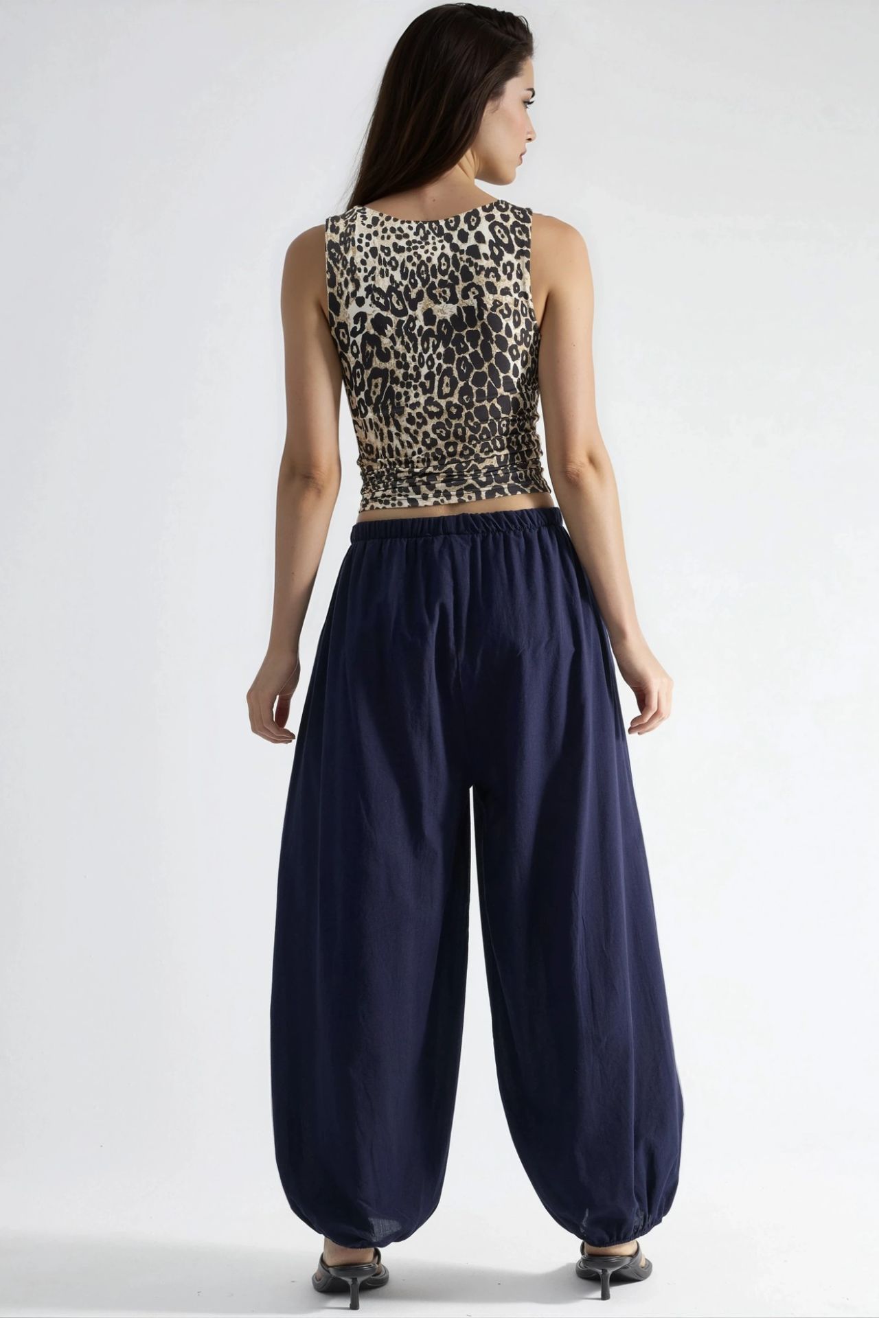 BUSEM Elastic Waist Balloon Pants with Pockets 4