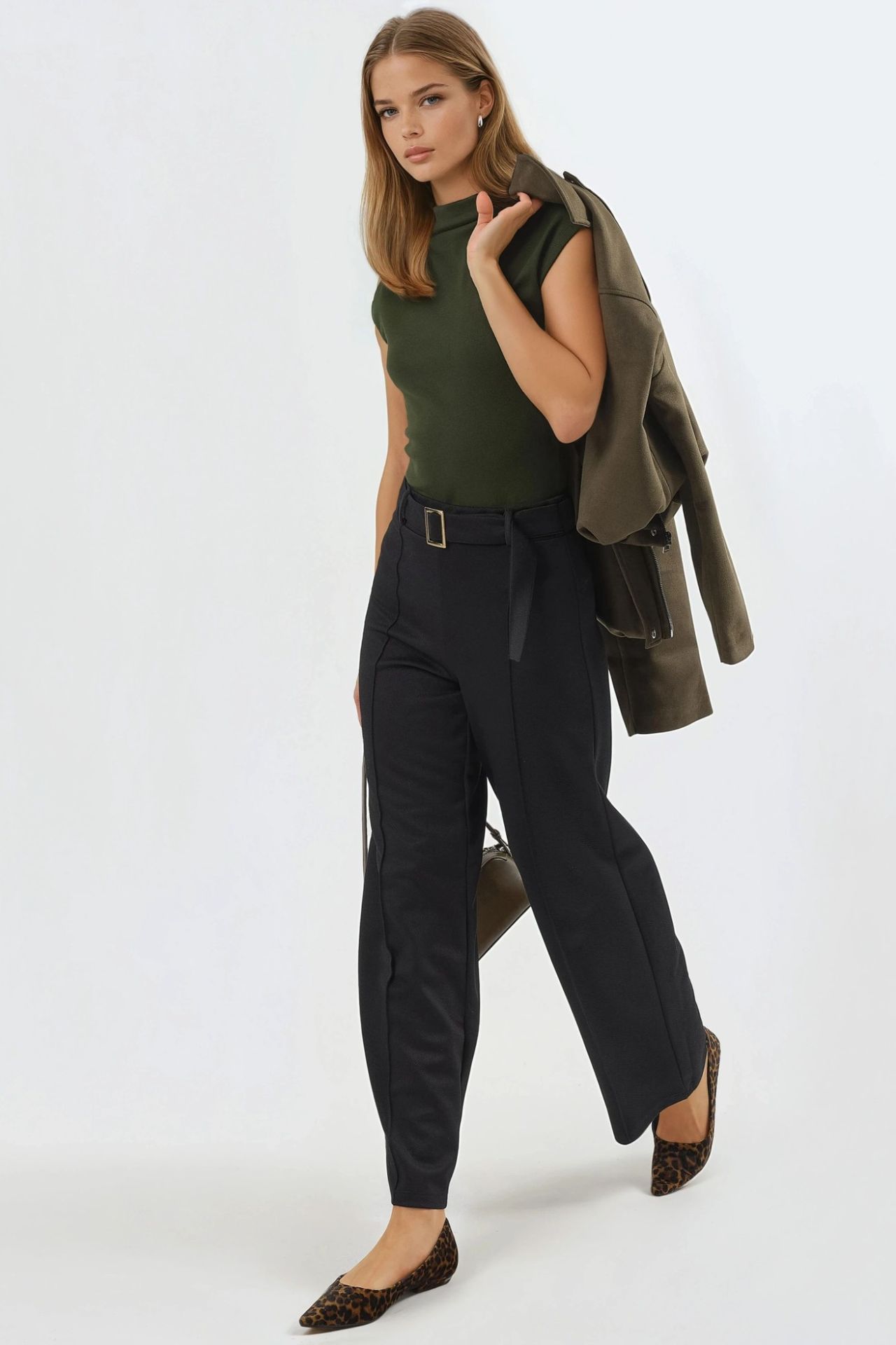 Fitted Mock Neck Cap Sleeve Knitted Blouse 4