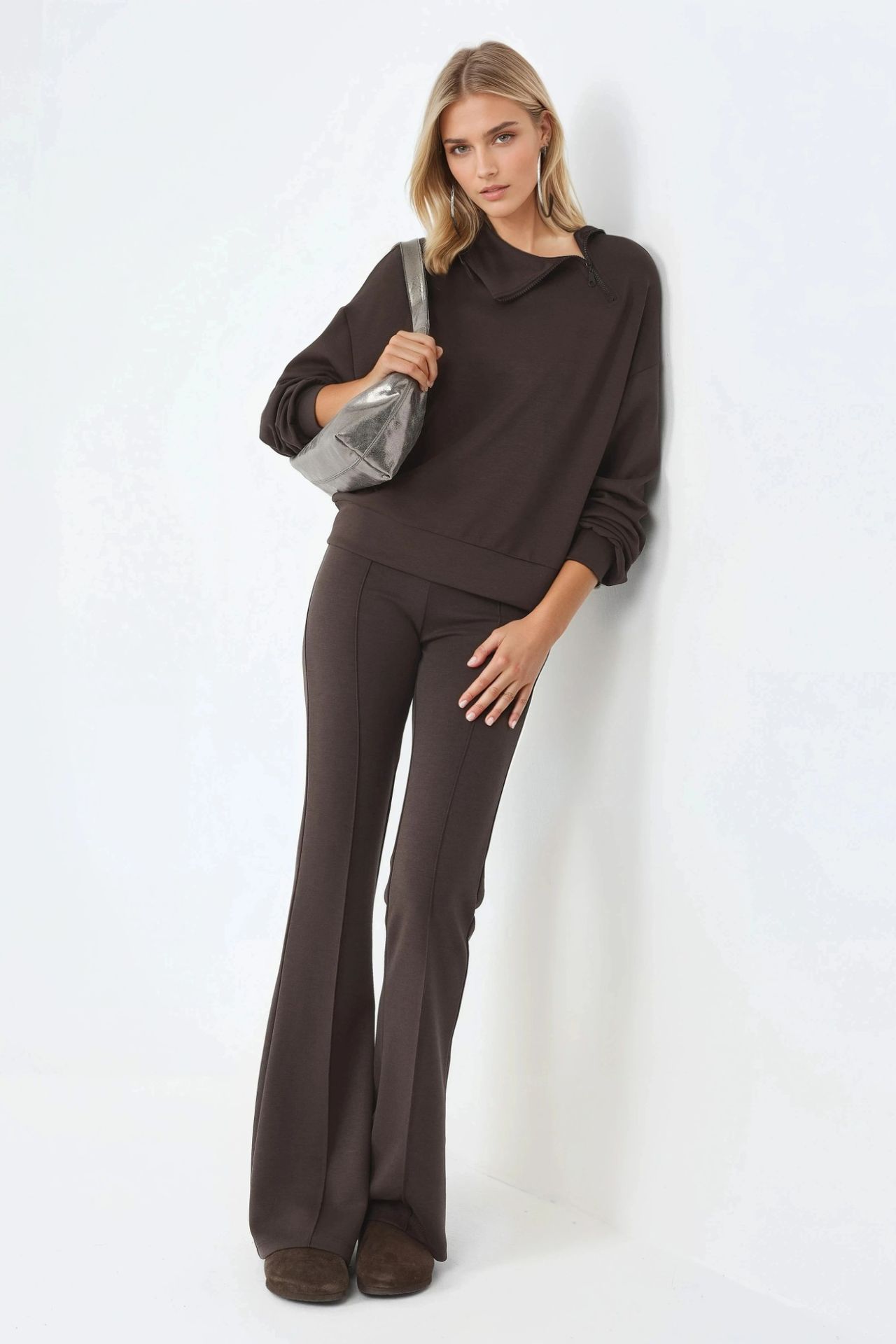 BUSEM Relaxed Fit Zipper Collar Sweatshirt 5