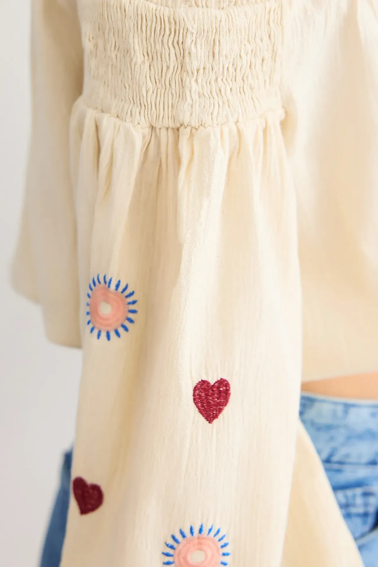 Off-Shoulder Woven Long Sleeve Top