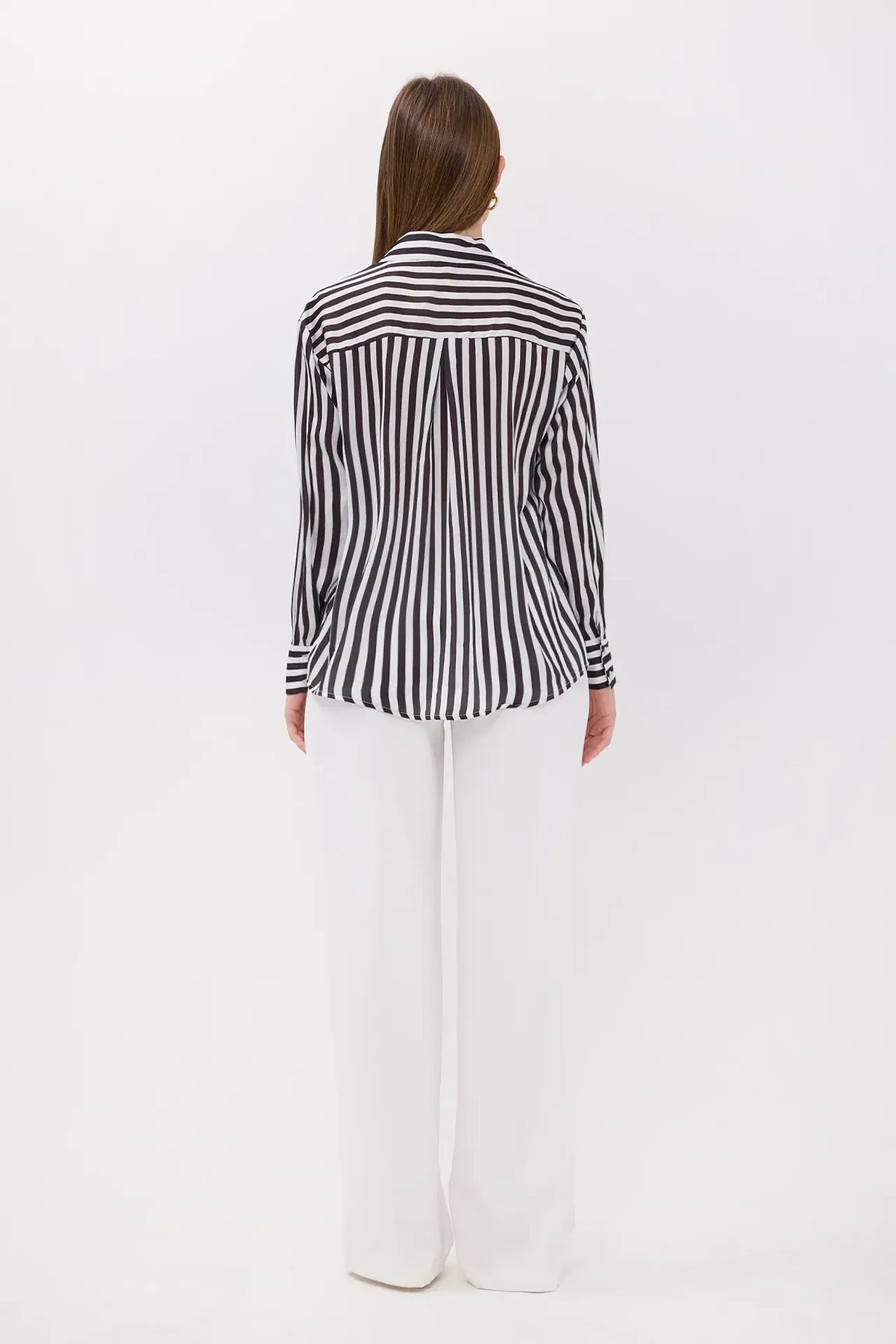 Striped Long Sleeve Satin Shirt