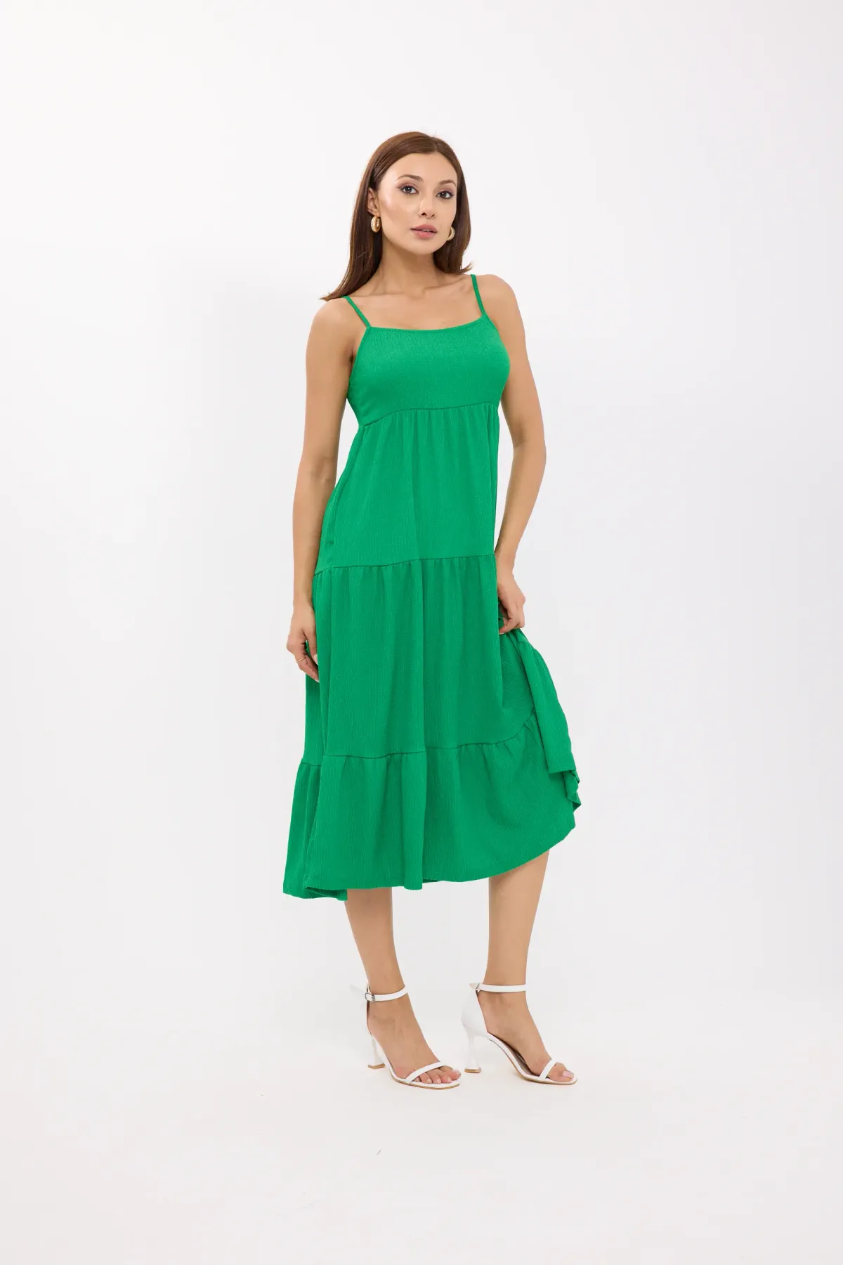 Spaghetti Strap Tiered Midi Dress 3