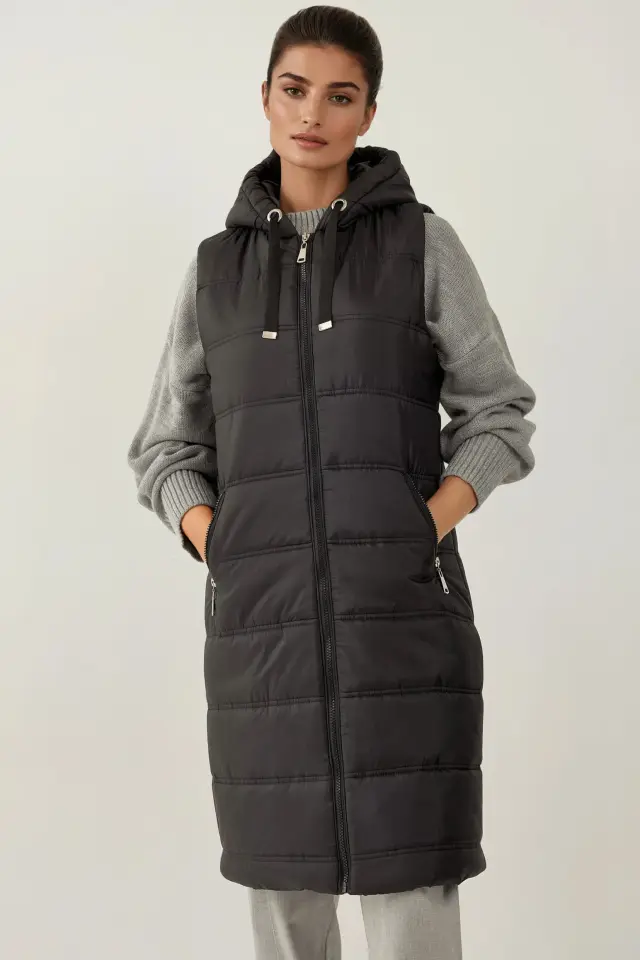 BDART Long Hooded Zipper Vest