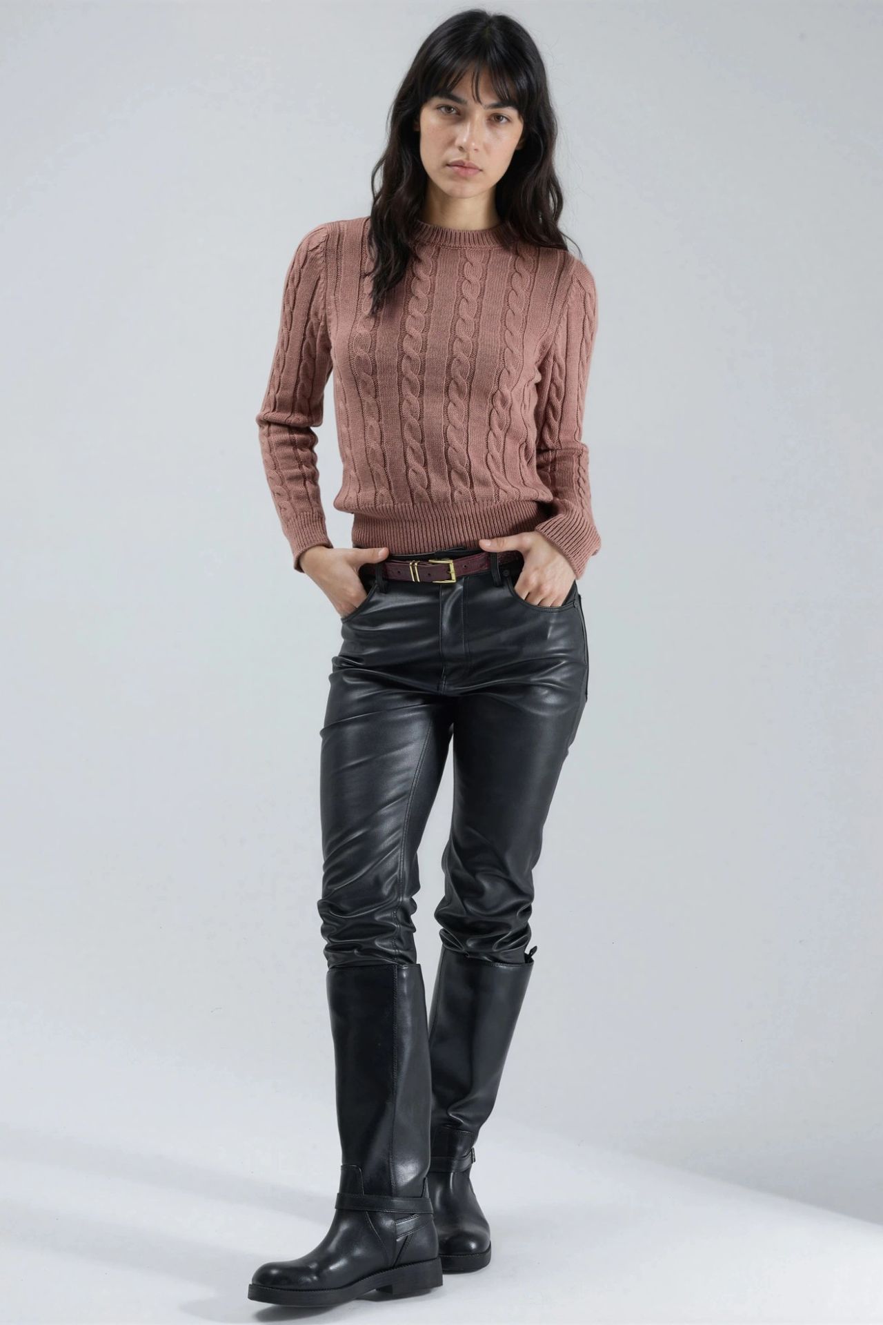 MY FASHION Fitted Cable Knit Sweater 5