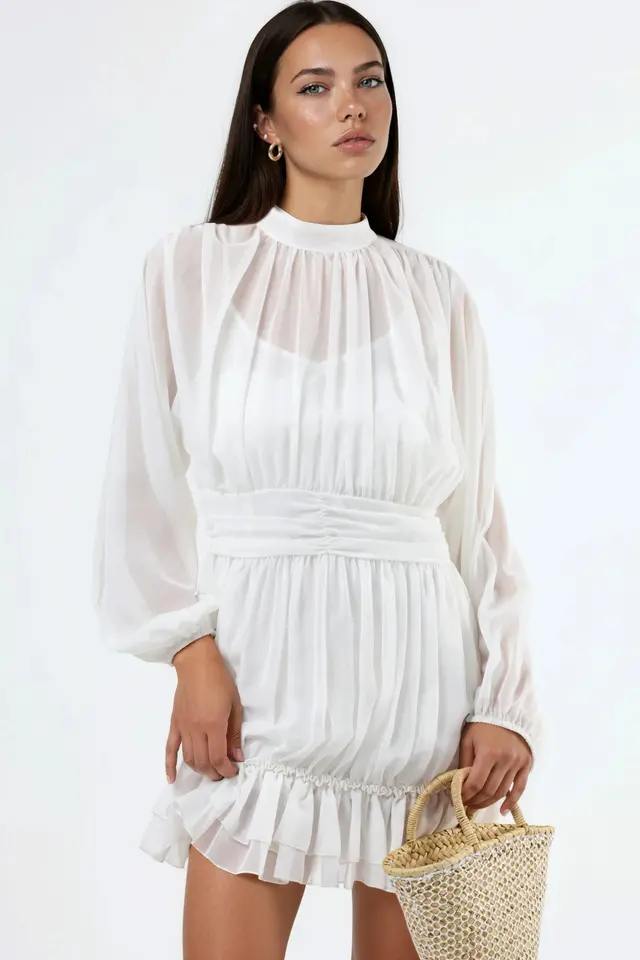 MSN Frilly Turtleneck Mini Dress